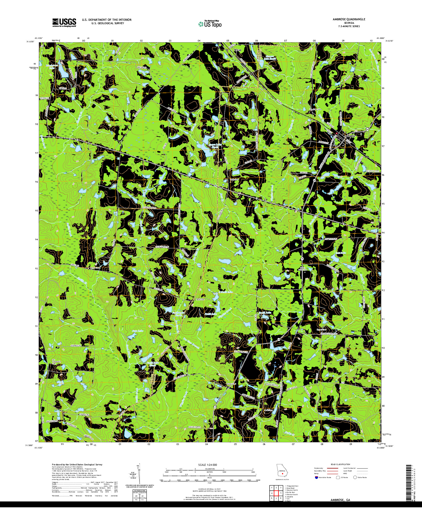 USGS US TOPO 7.5-MINUTE MAP FOR AMBROSE, GA 2020