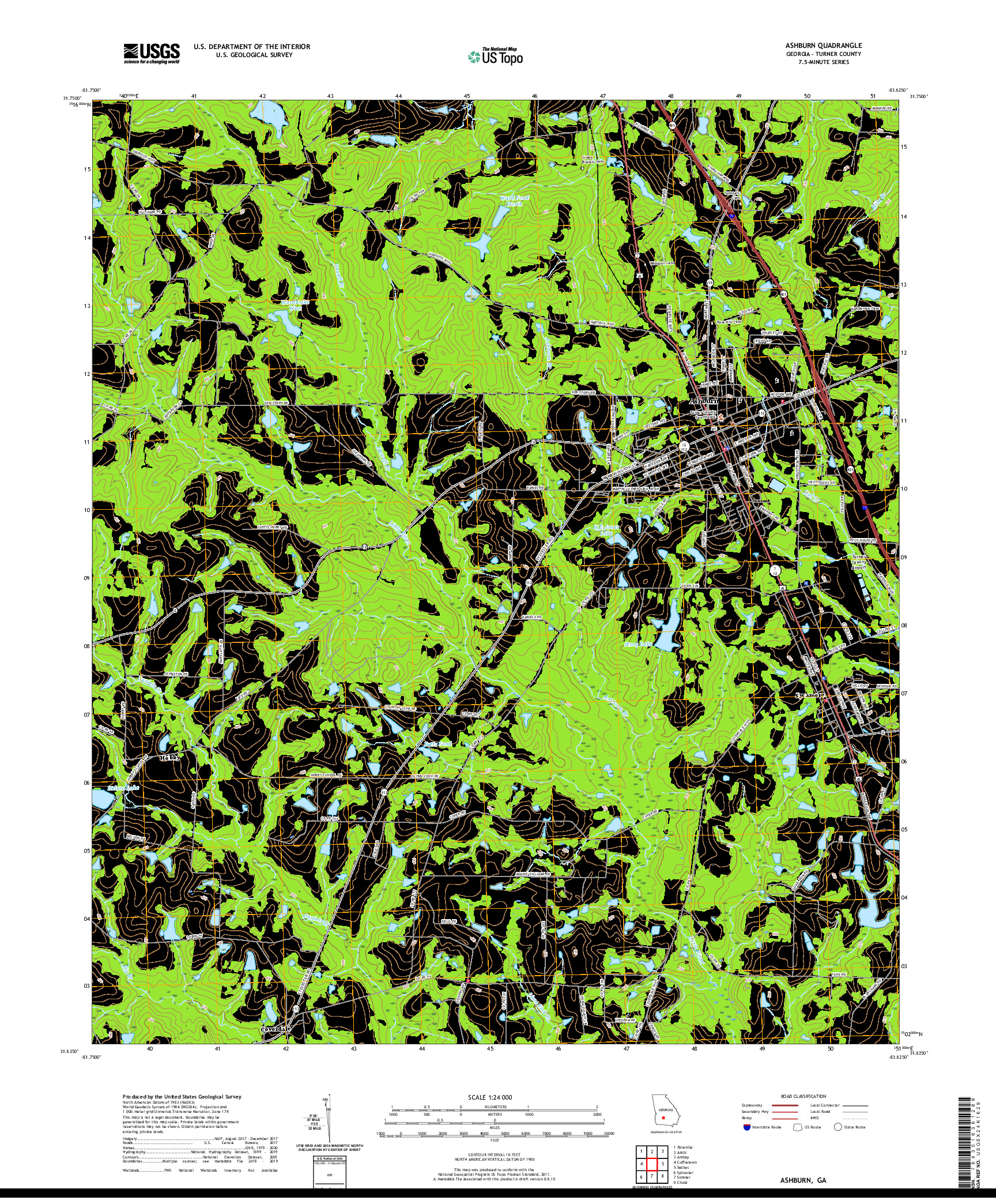 USGS US TOPO 7.5-MINUTE MAP FOR ASHBURN, GA 2020