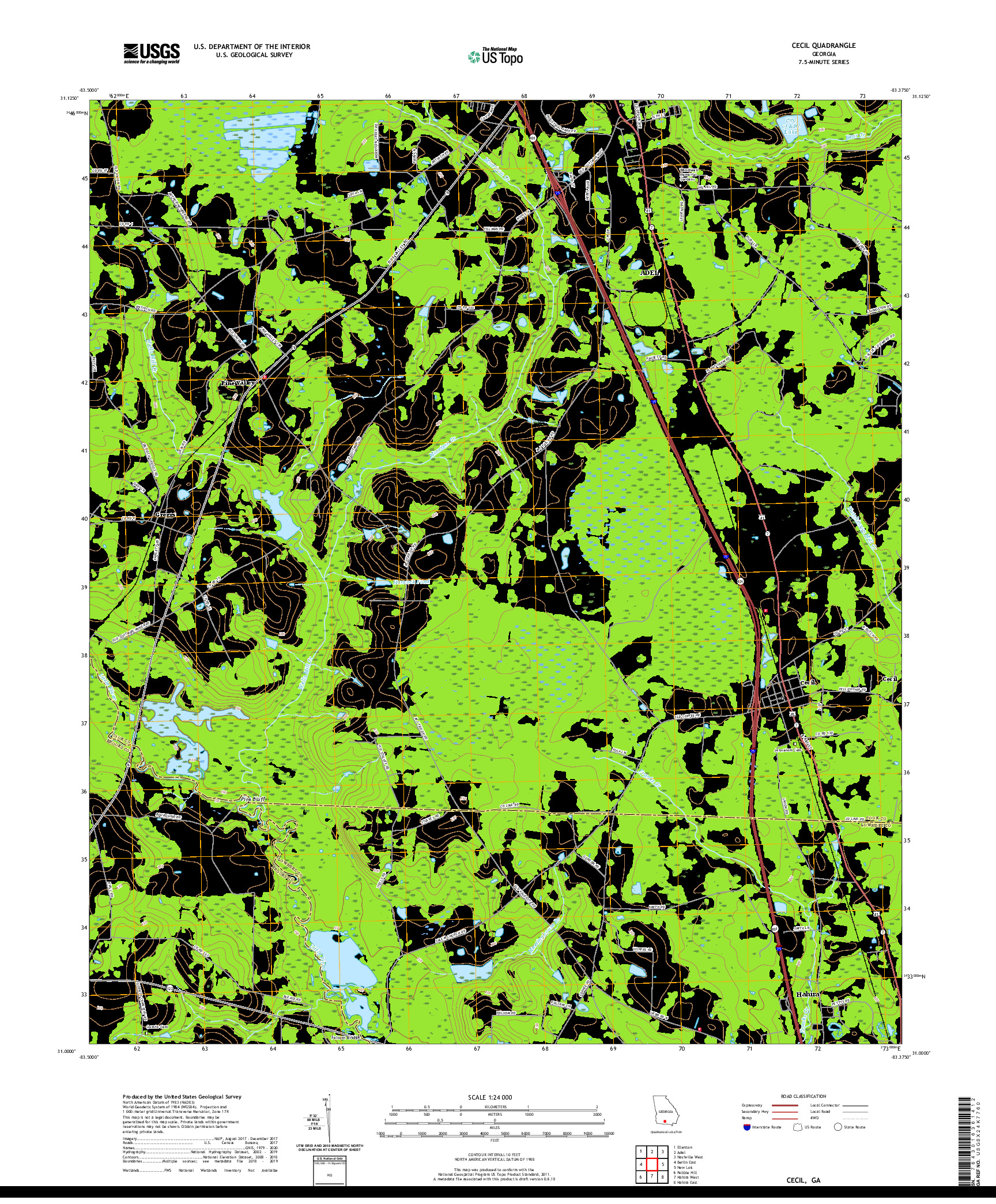 USGS US TOPO 7.5-MINUTE MAP FOR CECIL, GA 2020