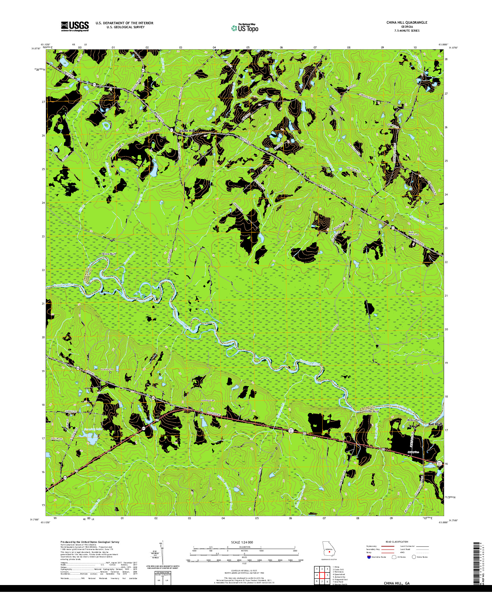 USGS US TOPO 7.5-MINUTE MAP FOR CHINA HILL, GA 2020