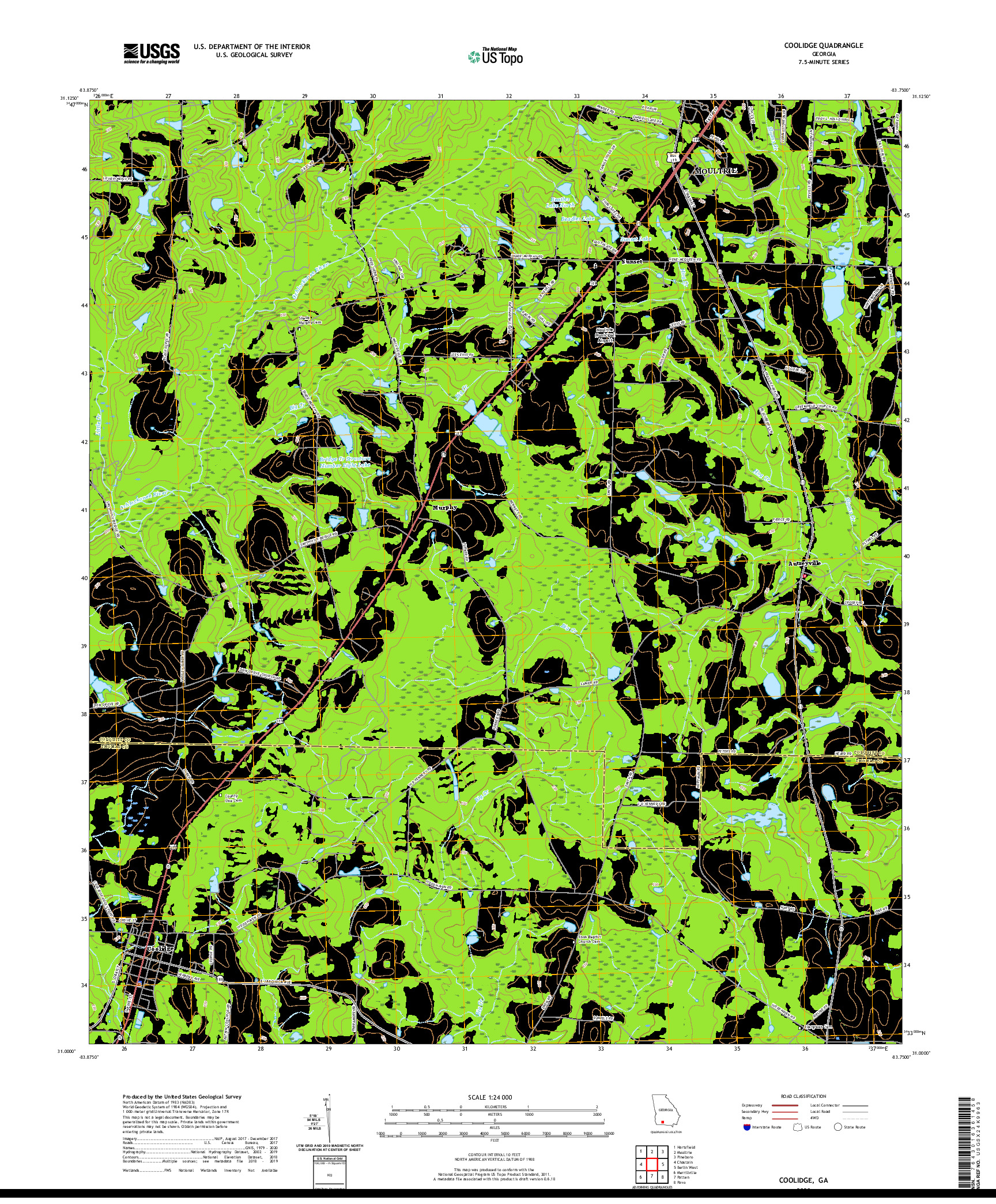 USGS US TOPO 7.5-MINUTE MAP FOR COOLIDGE, GA 2020