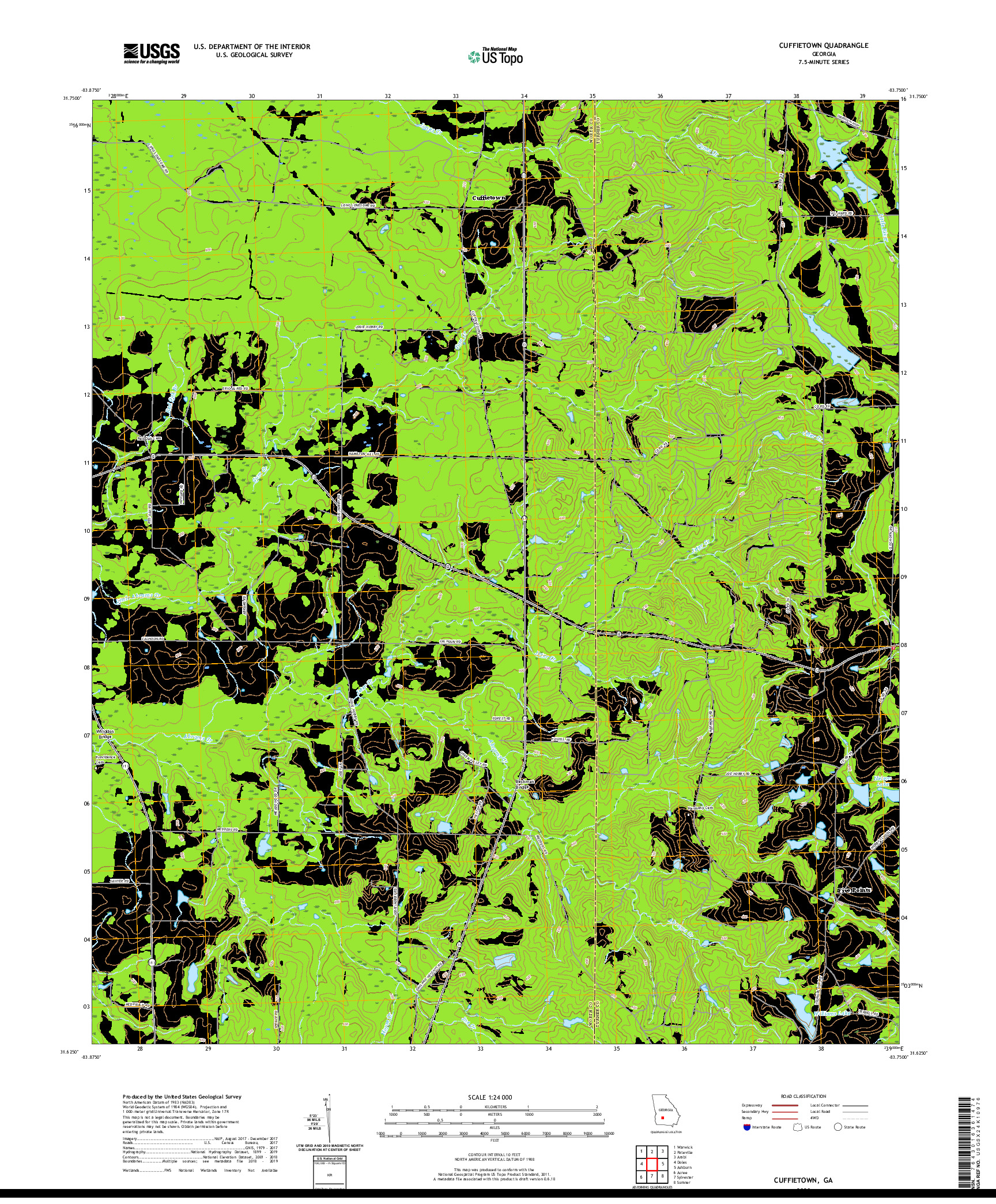 USGS US TOPO 7.5-MINUTE MAP FOR CUFFIETOWN, GA 2020