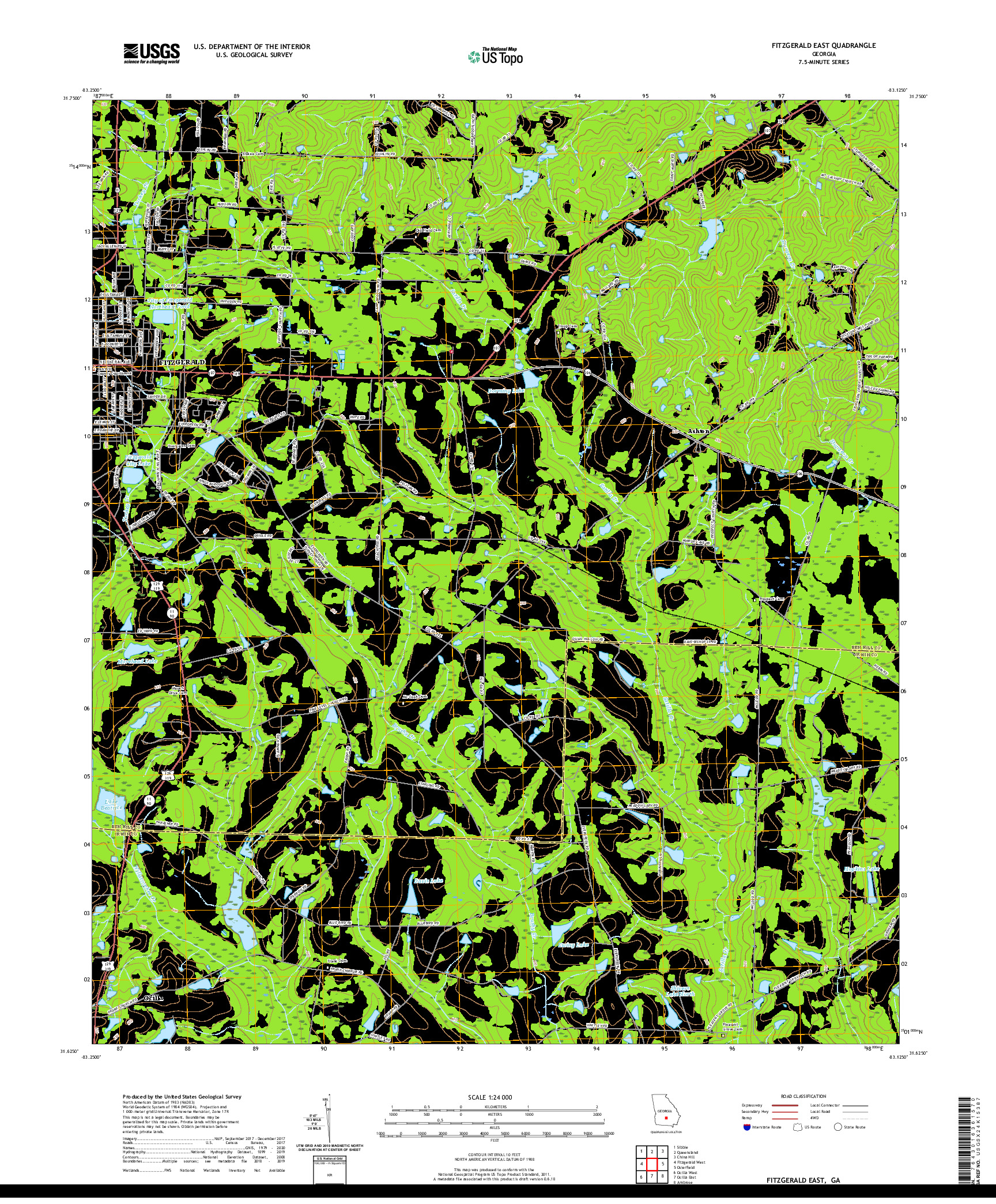 USGS US TOPO 7.5-MINUTE MAP FOR FITZGERALD EAST, GA 2020