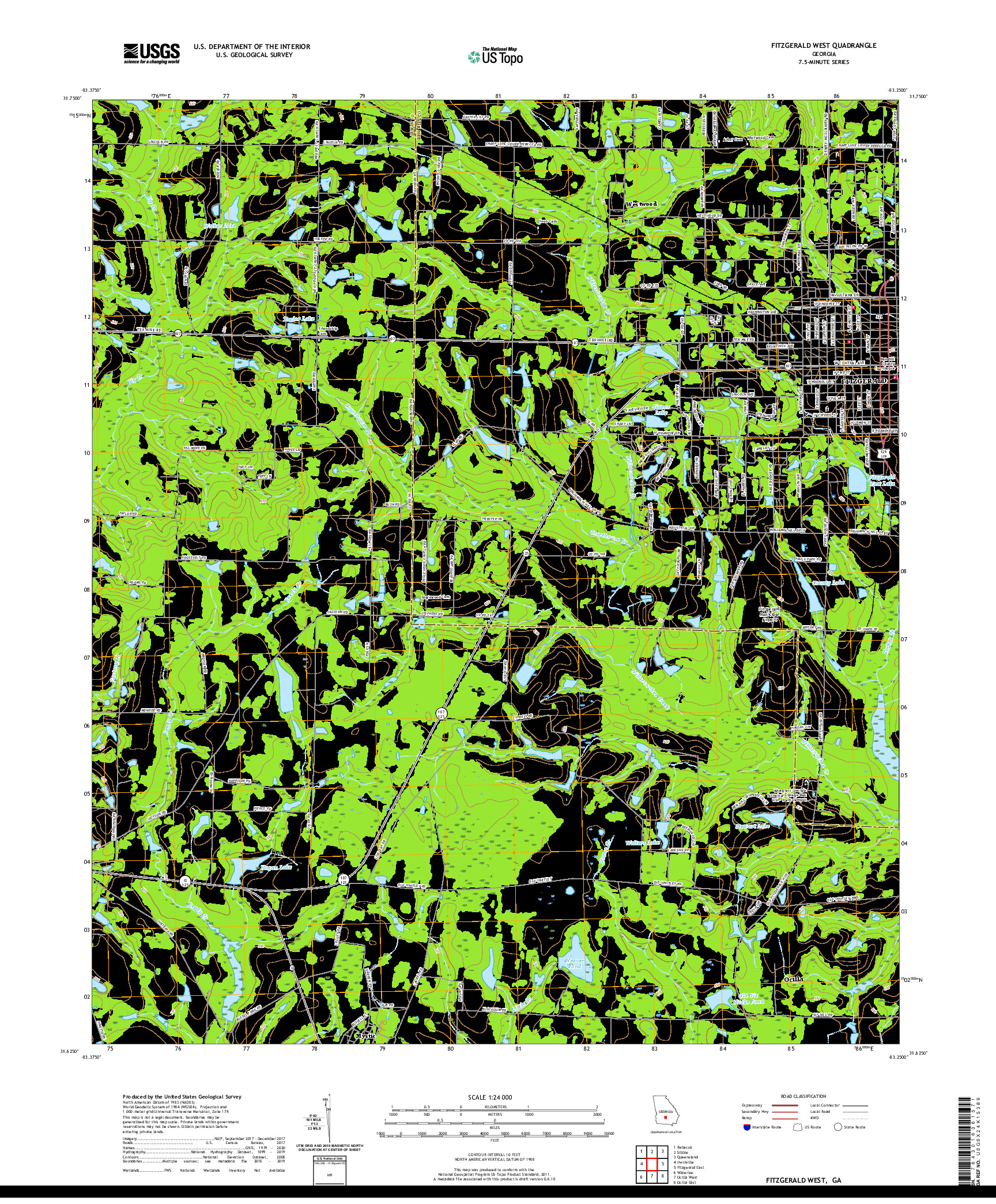 USGS US TOPO 7.5-MINUTE MAP FOR FITZGERALD WEST, GA 2020