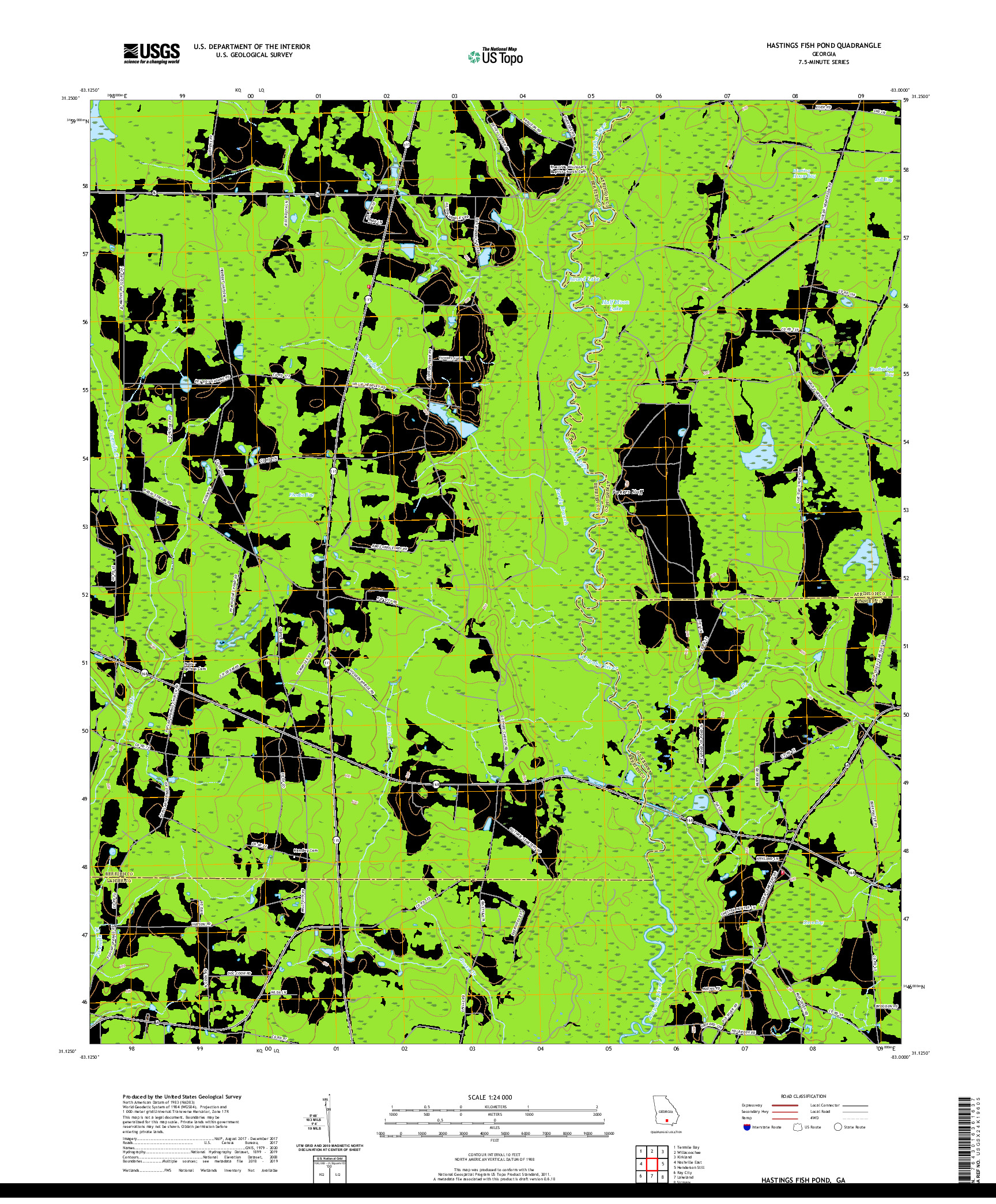 USGS US TOPO 7.5-MINUTE MAP FOR HASTINGS FISH POND, GA 2020