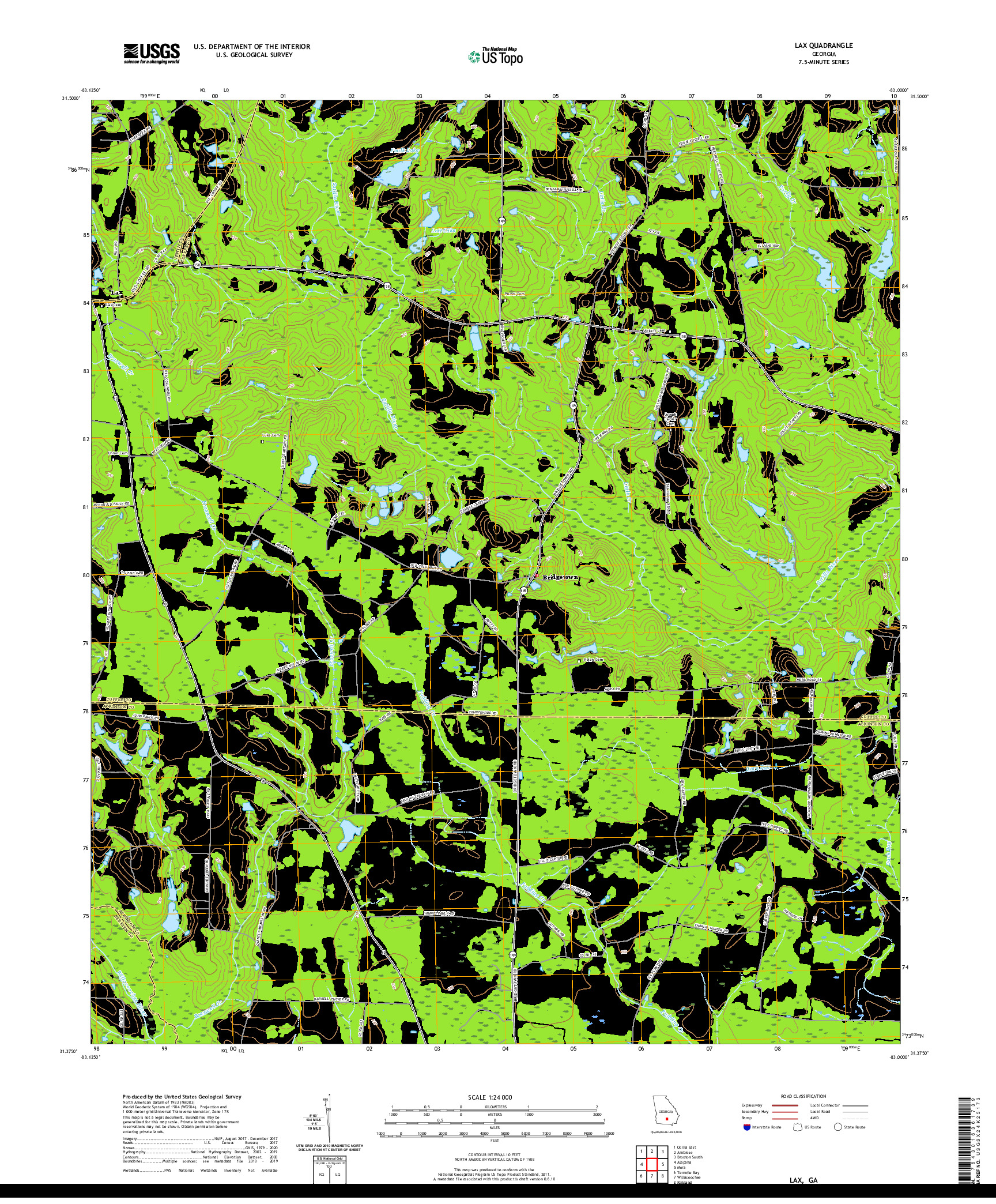 USGS US TOPO 7.5-MINUTE MAP FOR LAX, GA 2020