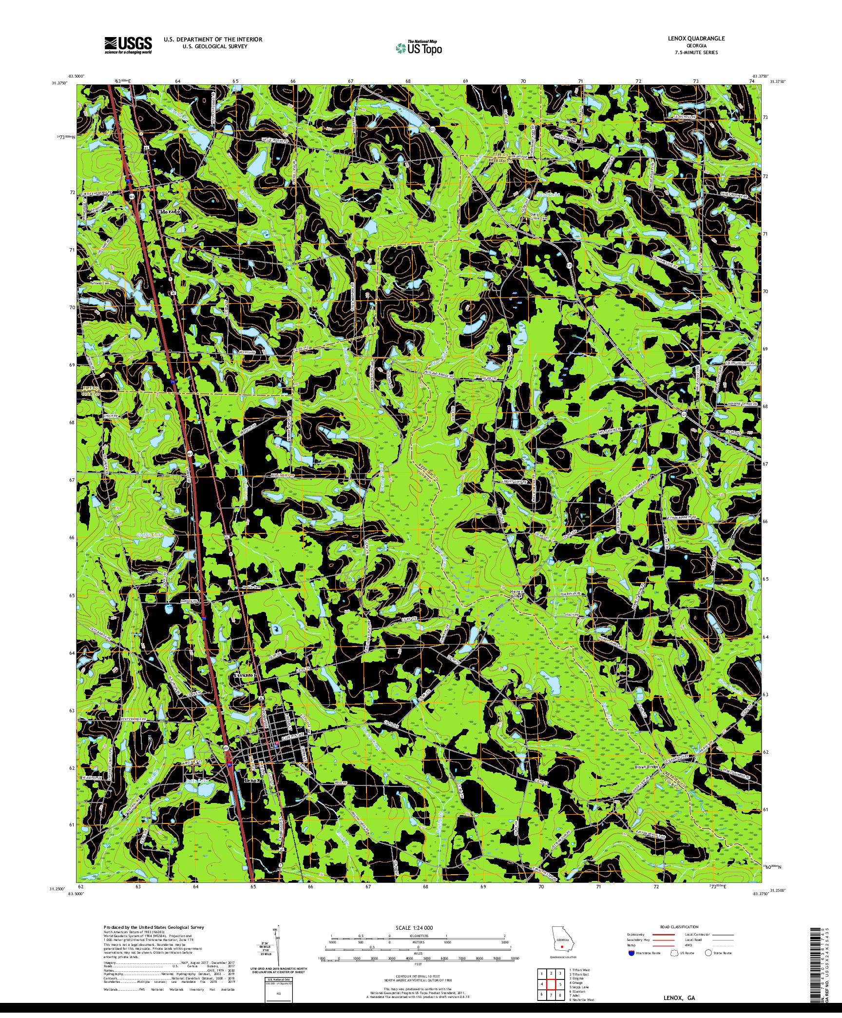 USGS US TOPO 7.5-MINUTE MAP FOR LENOX, GA 2020