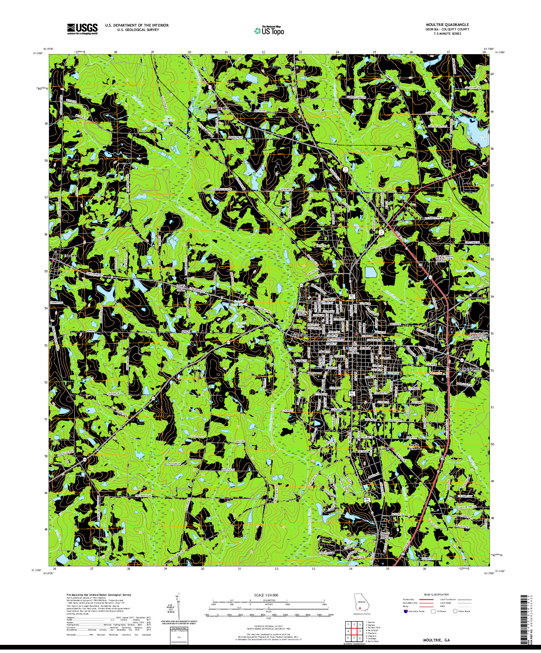 USGS US TOPO 7.5-MINUTE MAP FOR MOULTRIE, GA 2020