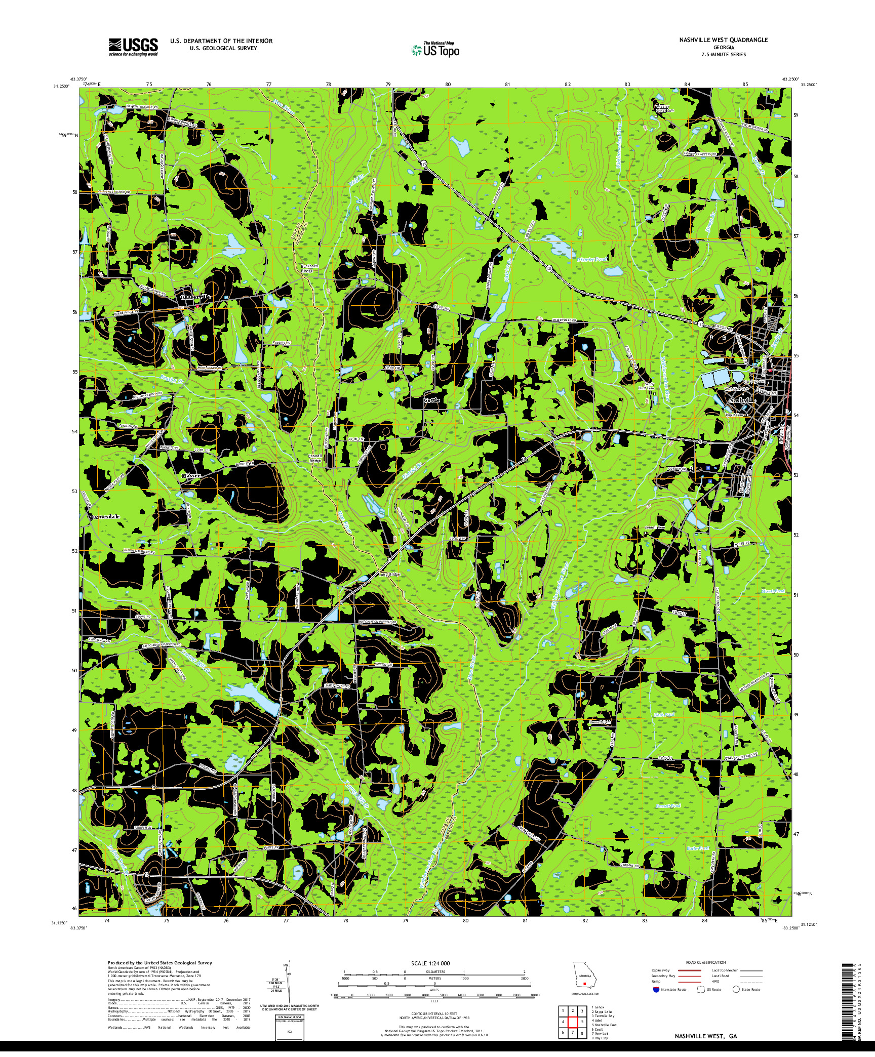 USGS US TOPO 7.5-MINUTE MAP FOR NASHVILLE WEST, GA 2020