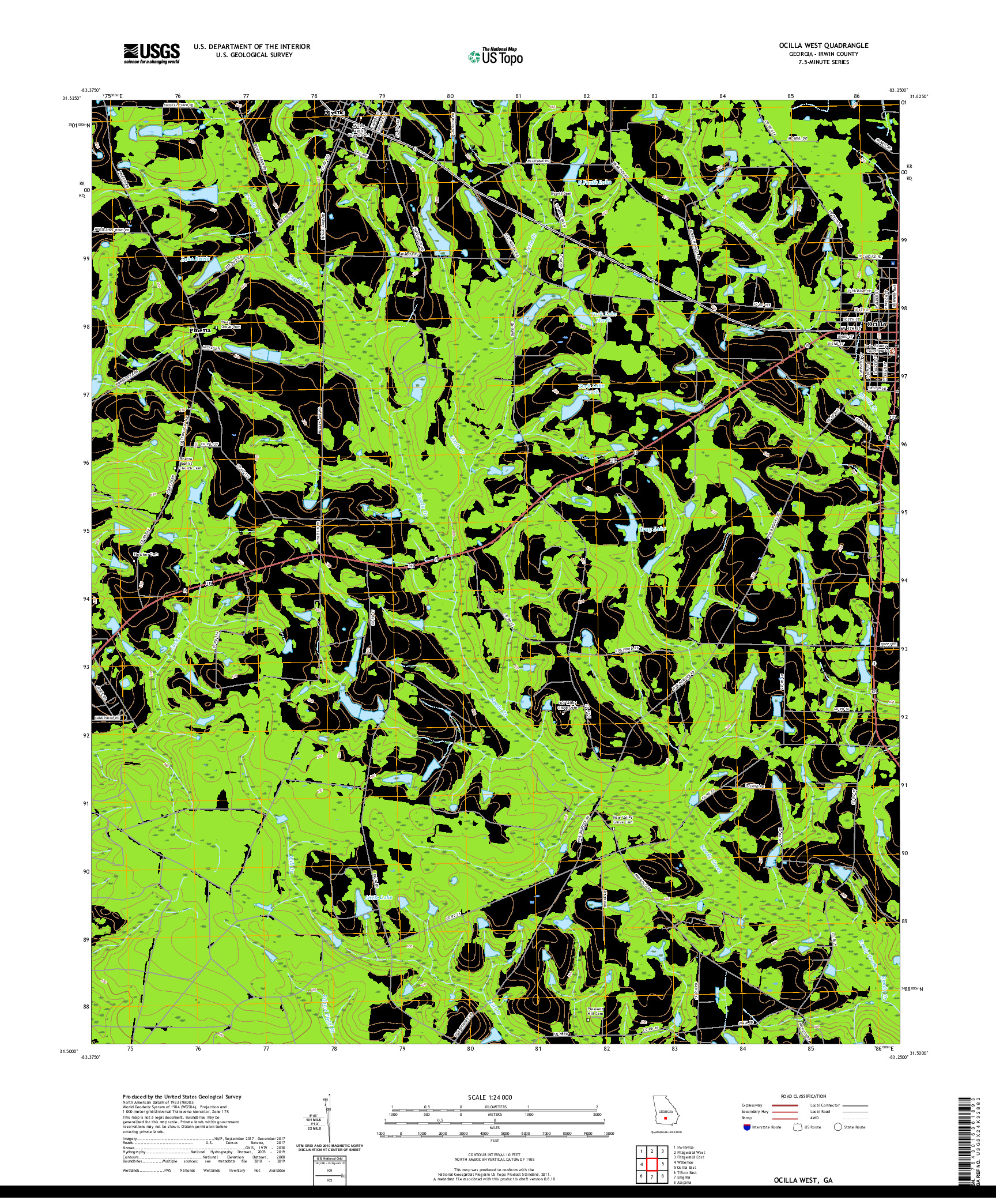 USGS US TOPO 7.5-MINUTE MAP FOR OCILLA WEST, GA 2020