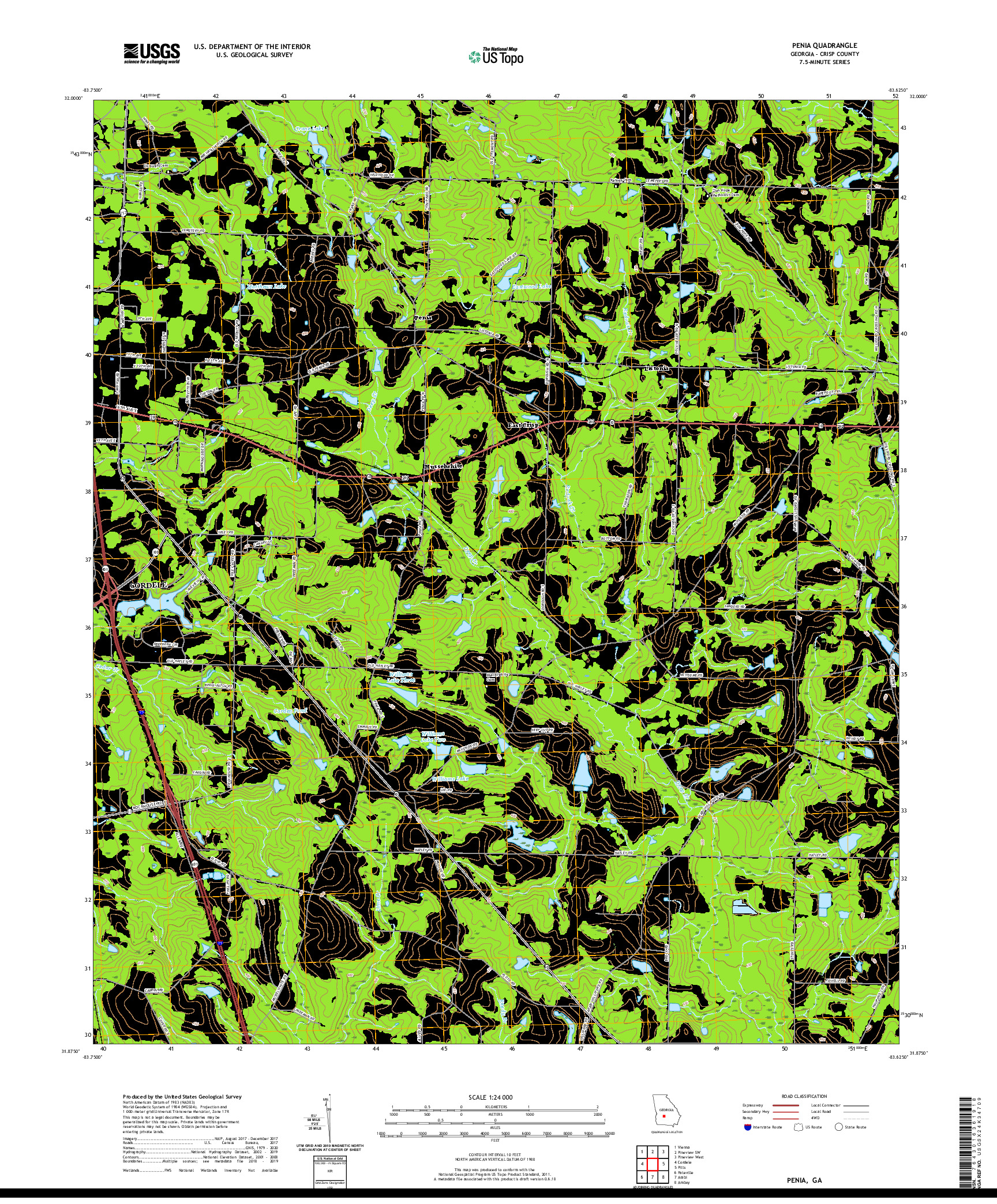 USGS US TOPO 7.5-MINUTE MAP FOR PENIA, GA 2020