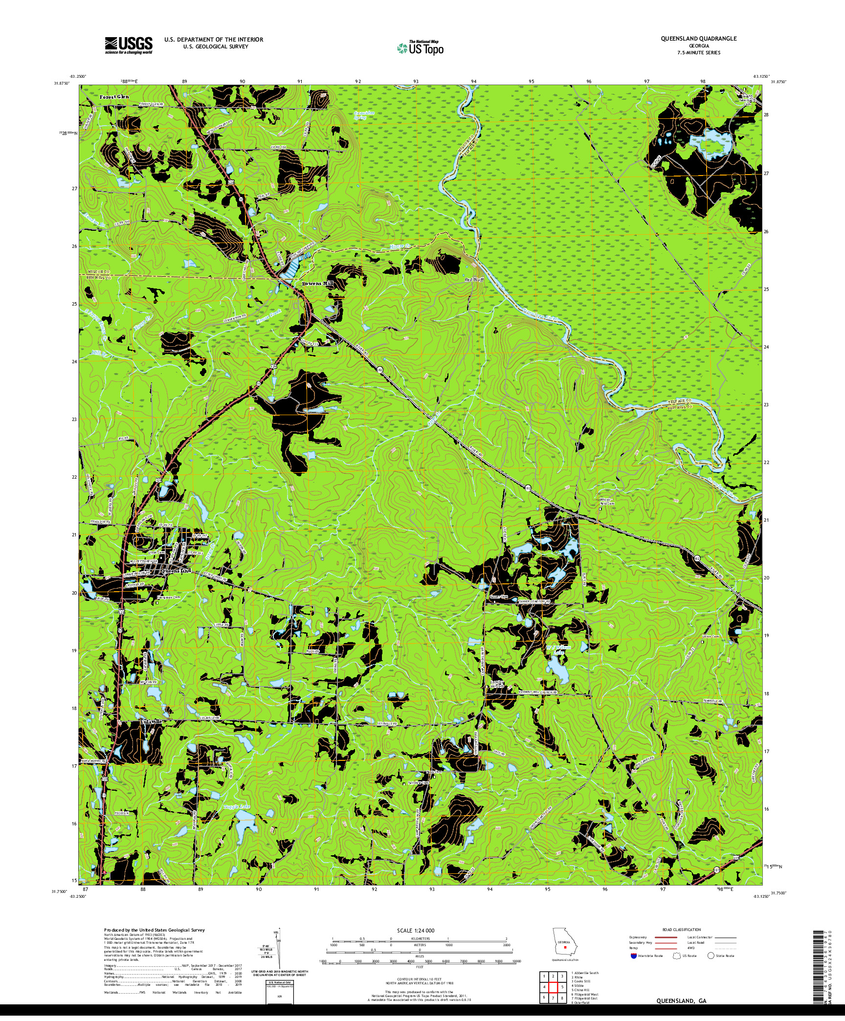 USGS US TOPO 7.5-MINUTE MAP FOR QUEENSLAND, GA 2020