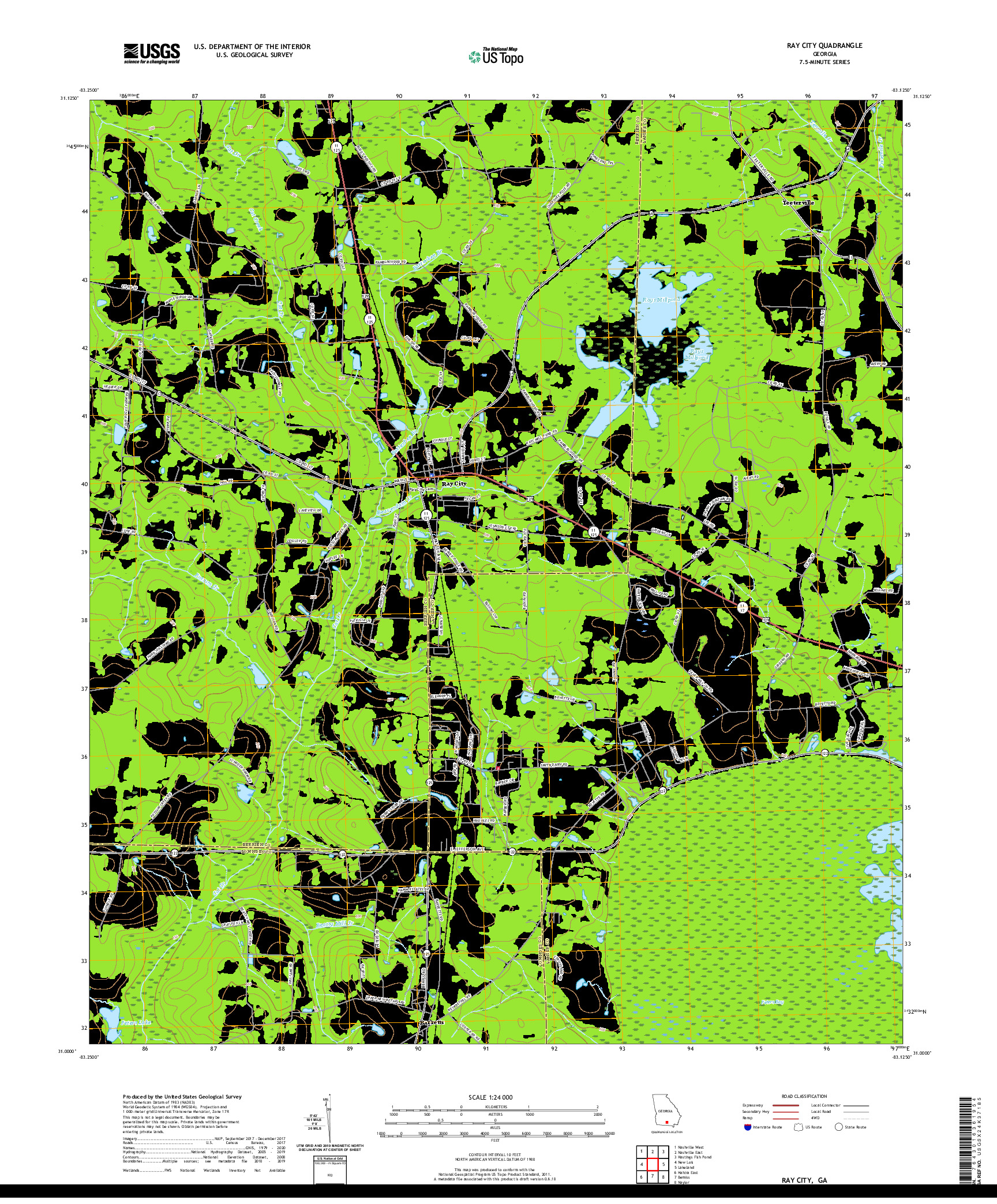 USGS US TOPO 7.5-MINUTE MAP FOR RAY CITY, GA 2020