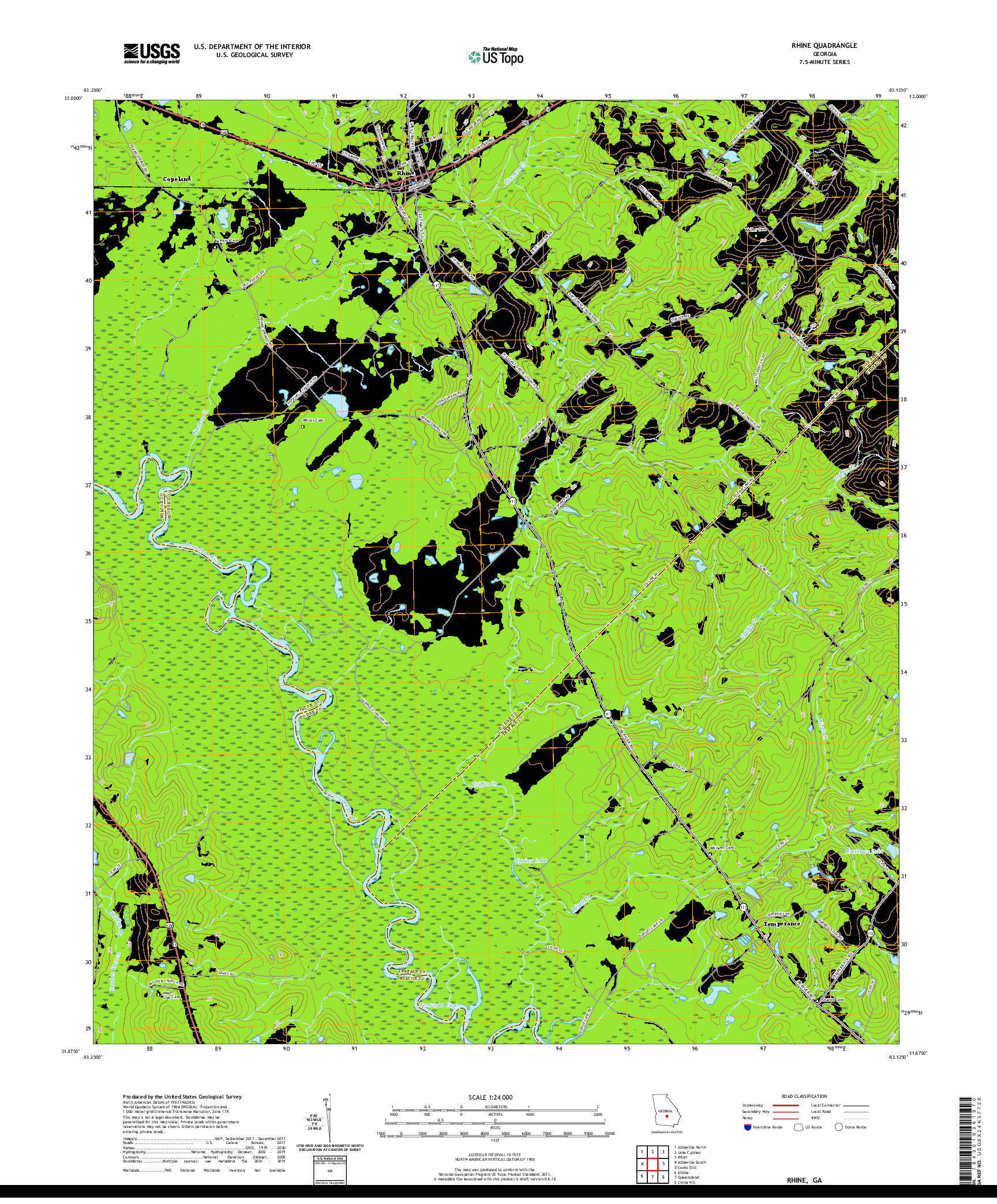 USGS US TOPO 7.5-MINUTE MAP FOR RHINE, GA 2020