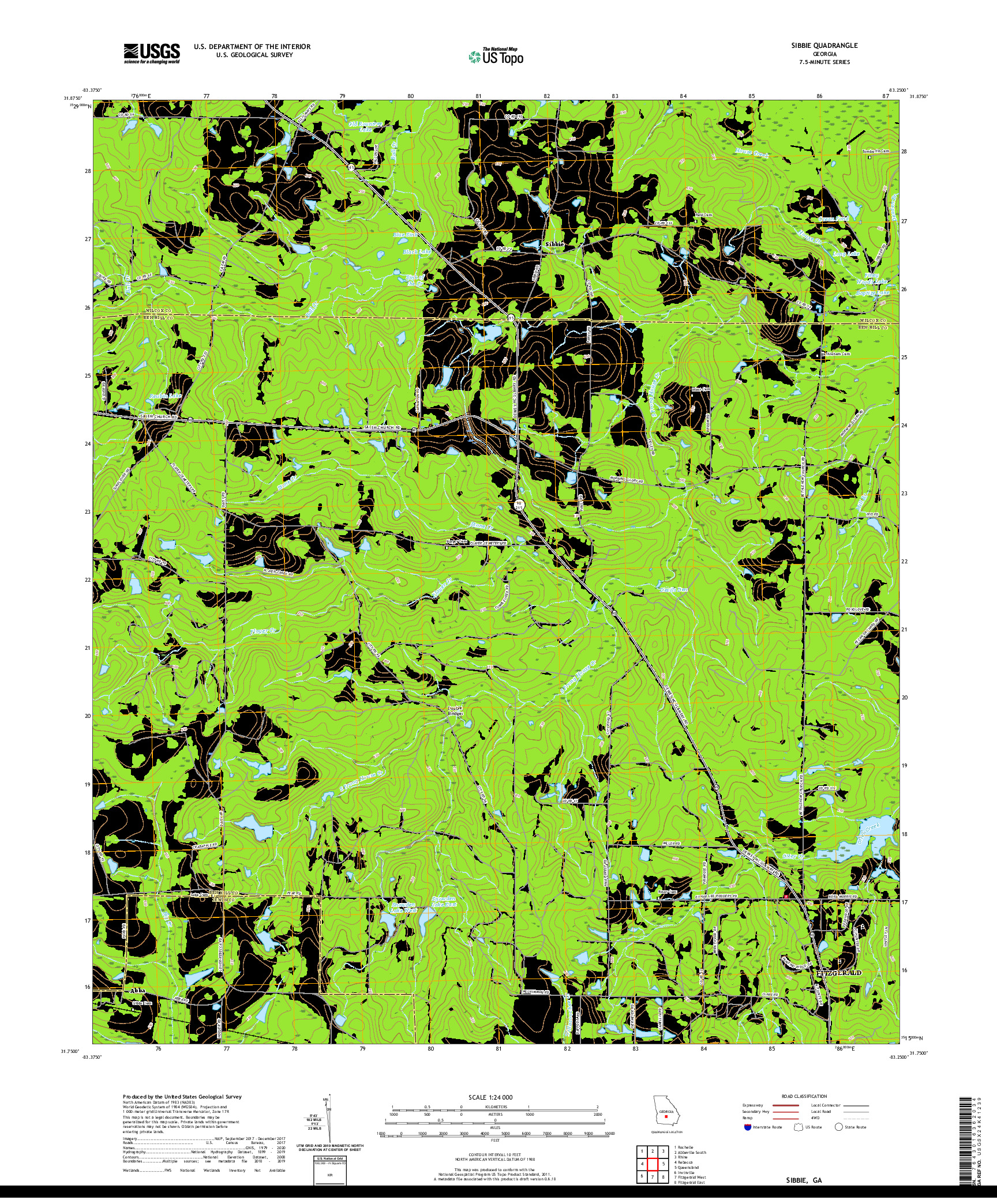 USGS US TOPO 7.5-MINUTE MAP FOR SIBBIE, GA 2020