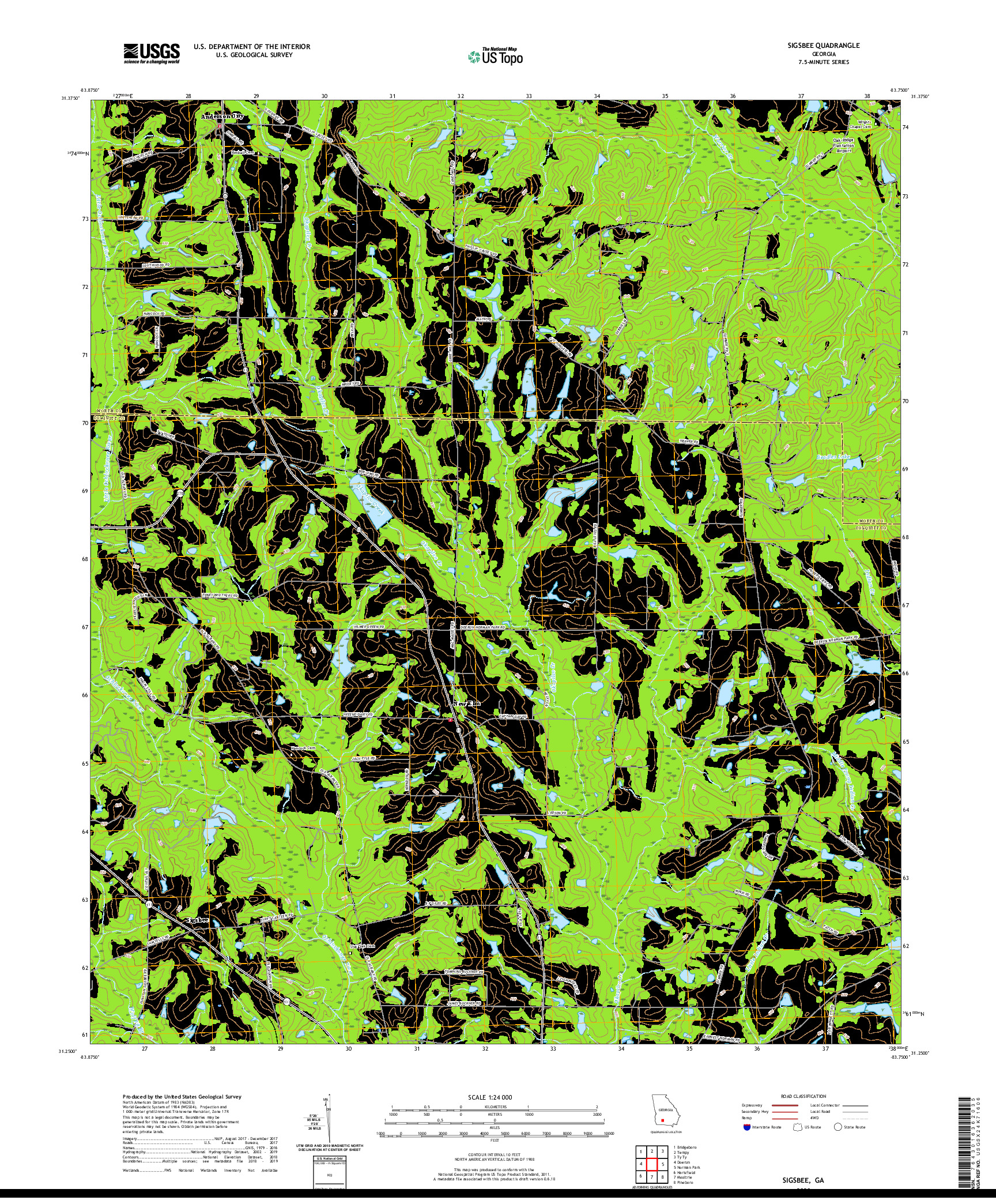 USGS US TOPO 7.5-MINUTE MAP FOR SIGSBEE, GA 2020