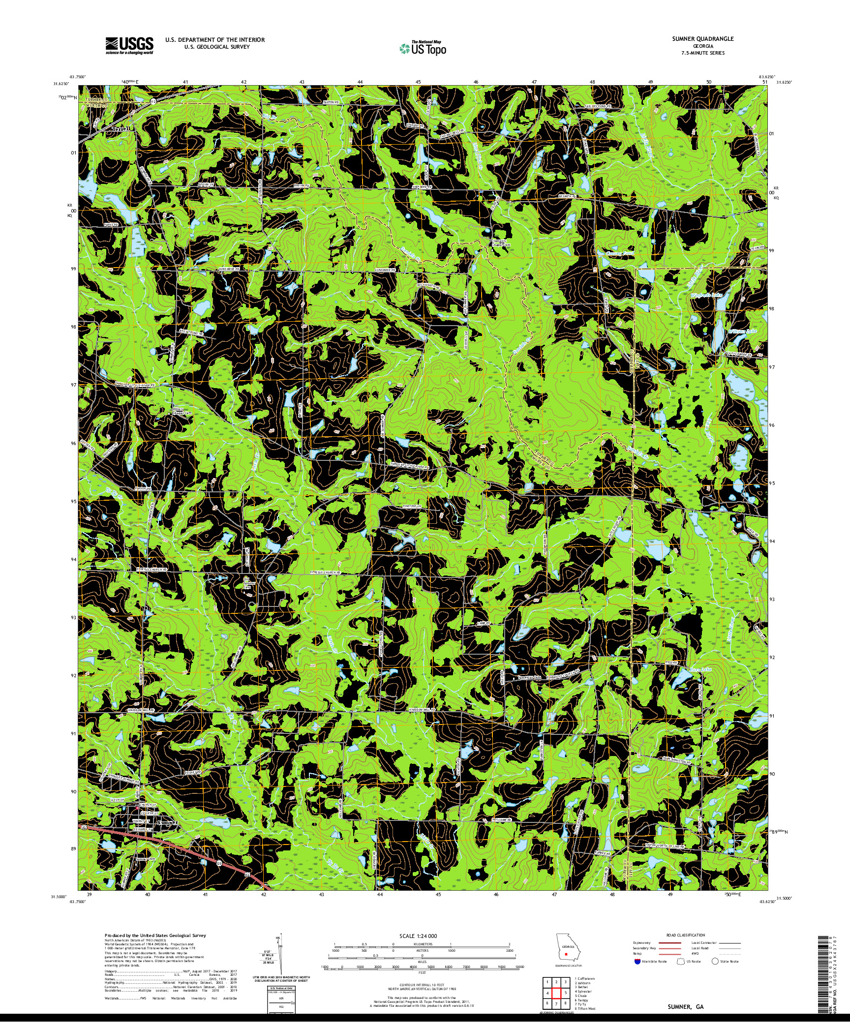 USGS US TOPO 7.5-MINUTE MAP FOR SUMNER, GA 2020