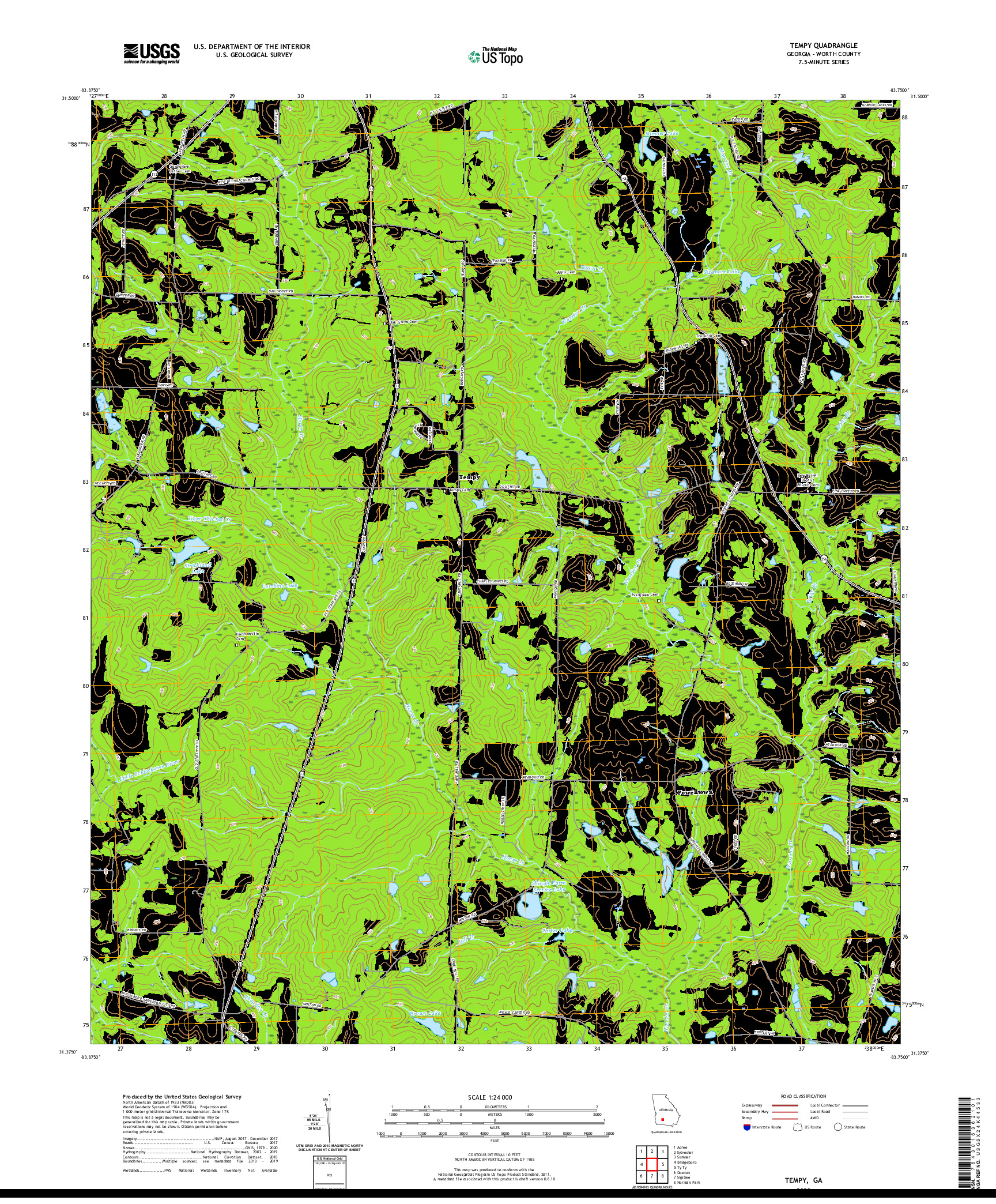 USGS US TOPO 7.5-MINUTE MAP FOR TEMPY, GA 2020