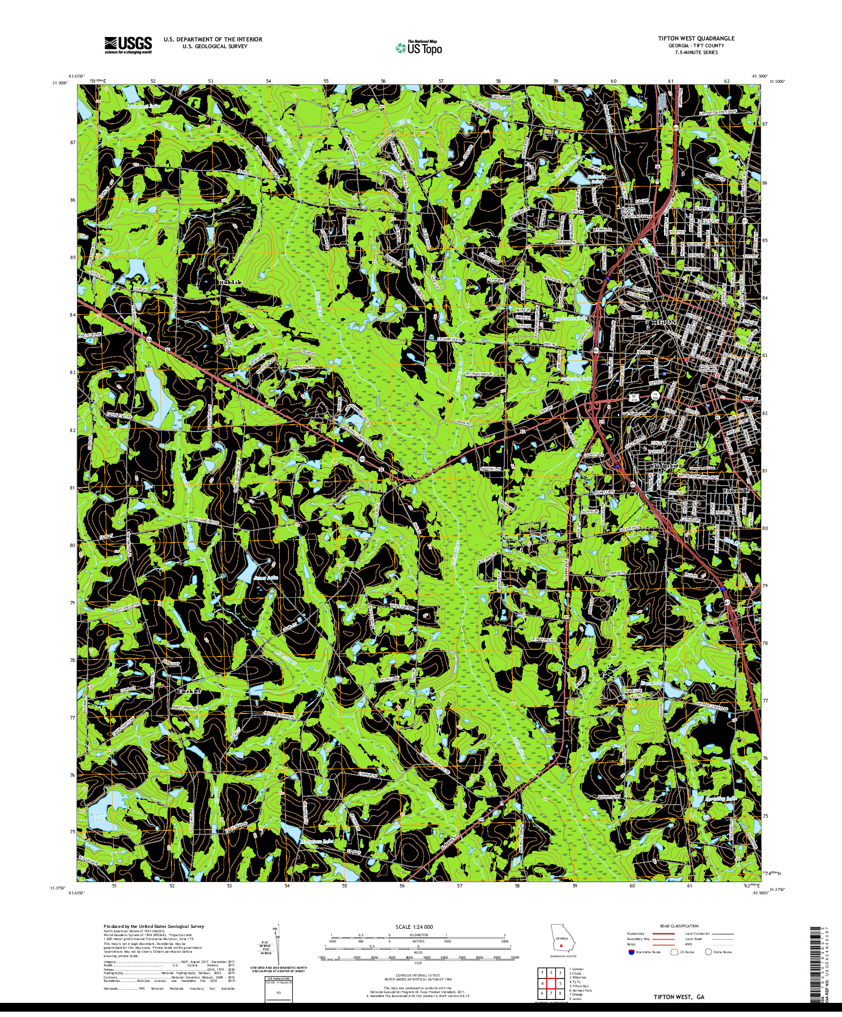 USGS US TOPO 7.5-MINUTE MAP FOR TIFTON WEST, GA 2020
