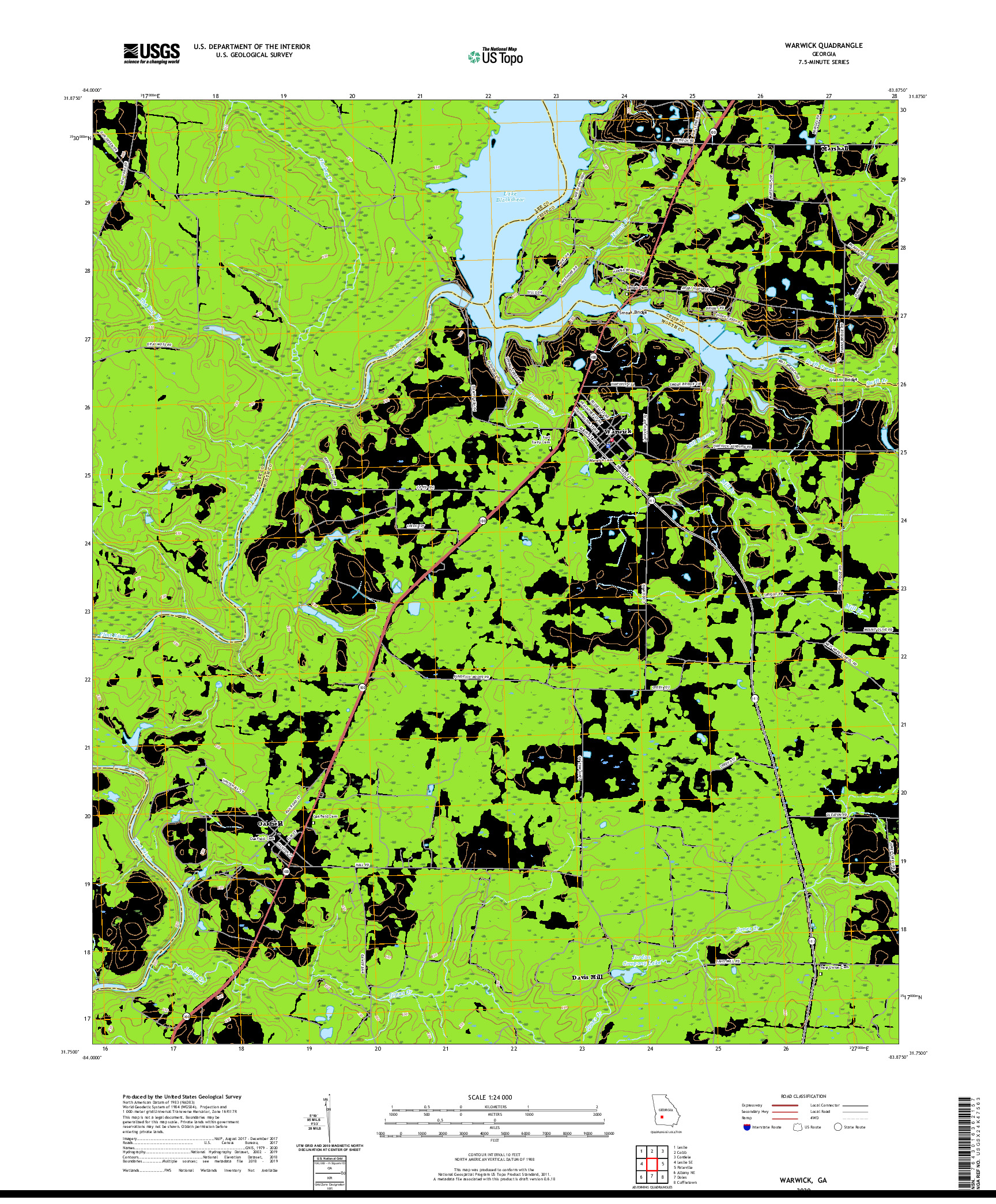 USGS US TOPO 7.5-MINUTE MAP FOR WARWICK, GA 2020