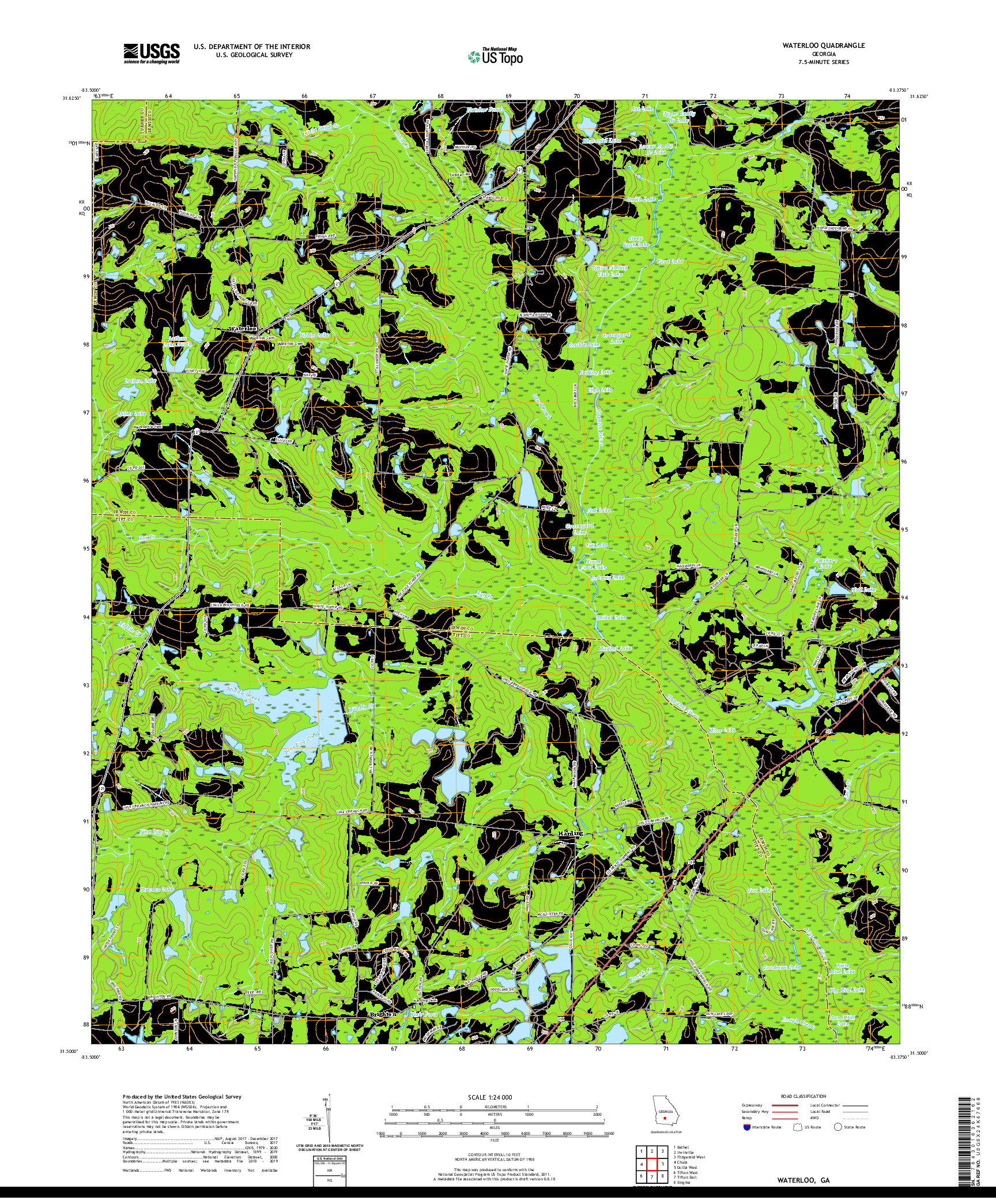 USGS US TOPO 7.5-MINUTE MAP FOR WATERLOO, GA 2020