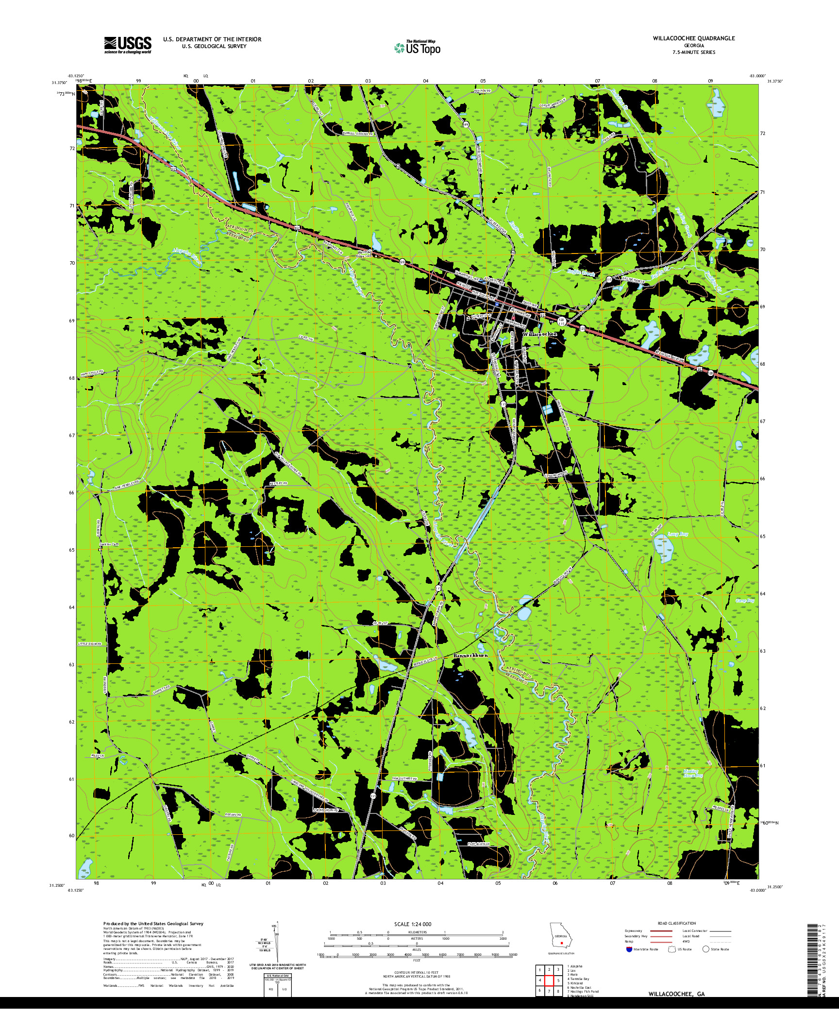 USGS US TOPO 7.5-MINUTE MAP FOR WILLACOOCHEE, GA 2020