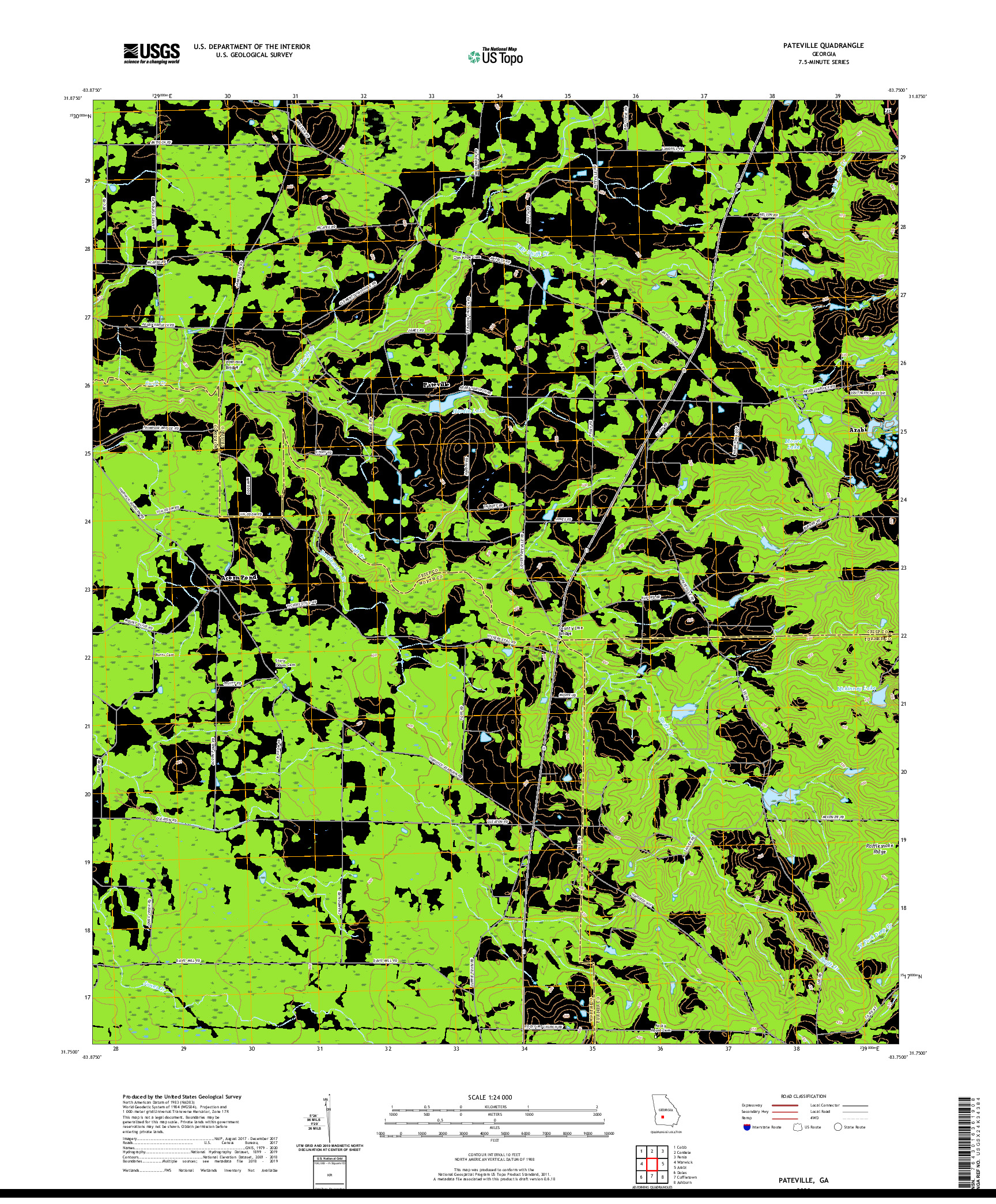 USGS US TOPO 7.5-MINUTE MAP FOR PATEVILLE, GA 2020