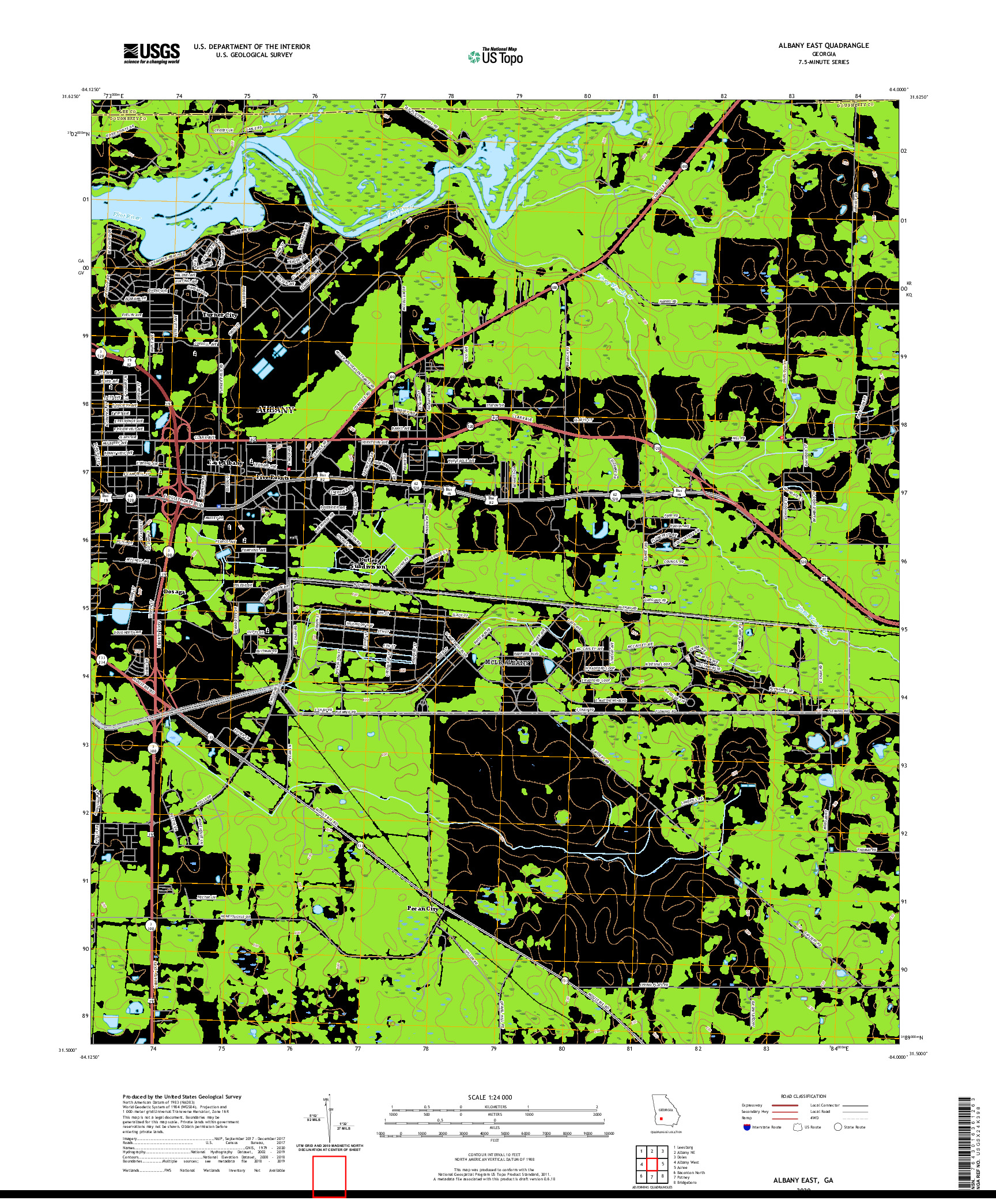 USGS US TOPO 7.5-MINUTE MAP FOR ALBANY EAST, GA 2020