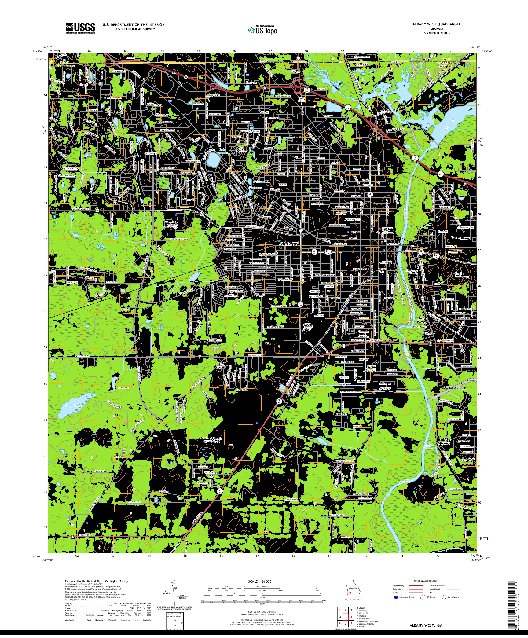 USGS US TOPO 7.5-MINUTE MAP FOR ALBANY WEST, GA 2020