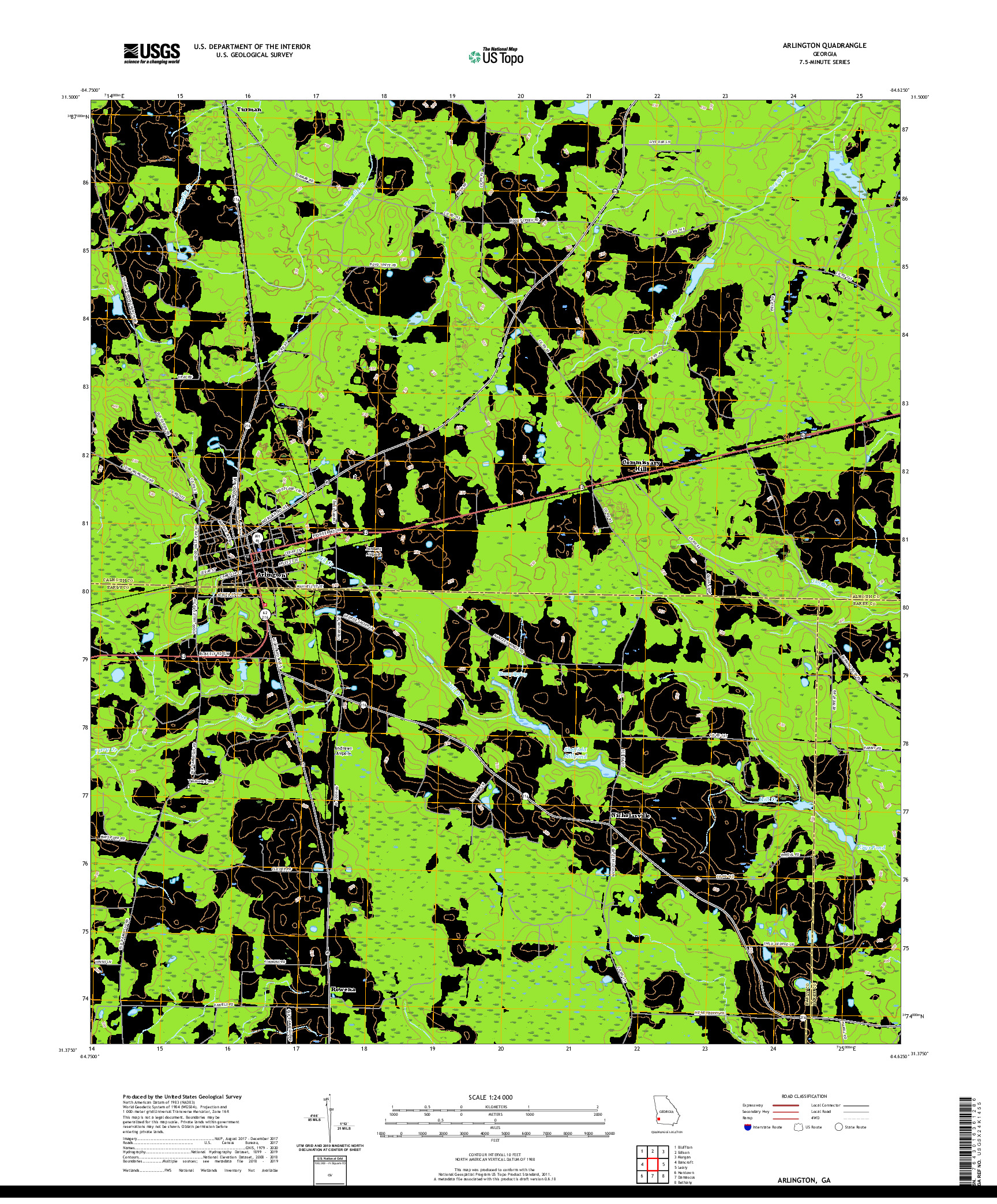 USGS US TOPO 7.5-MINUTE MAP FOR ARLINGTON, GA 2020