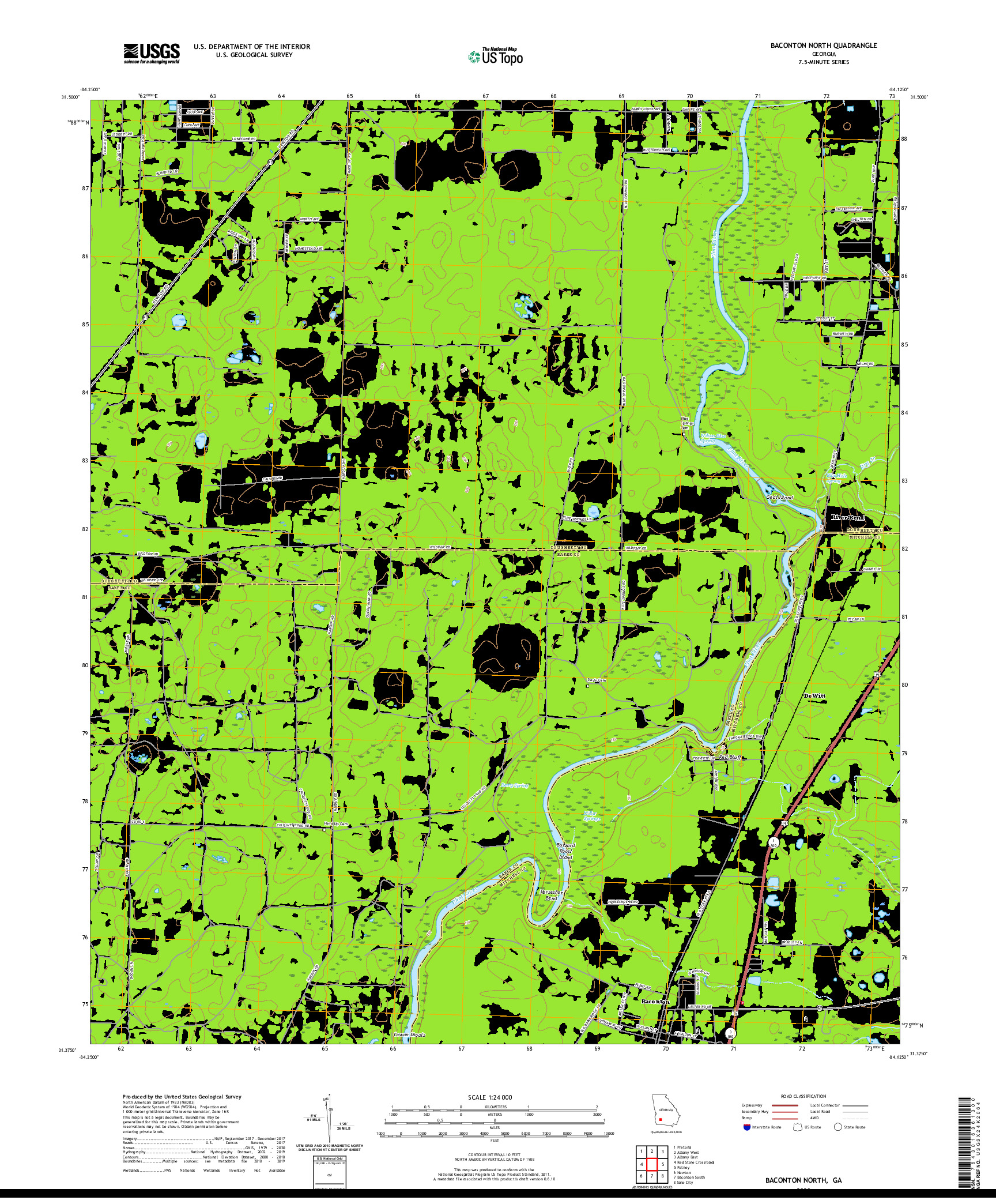 USGS US TOPO 7.5-MINUTE MAP FOR BACONTON NORTH, GA 2020