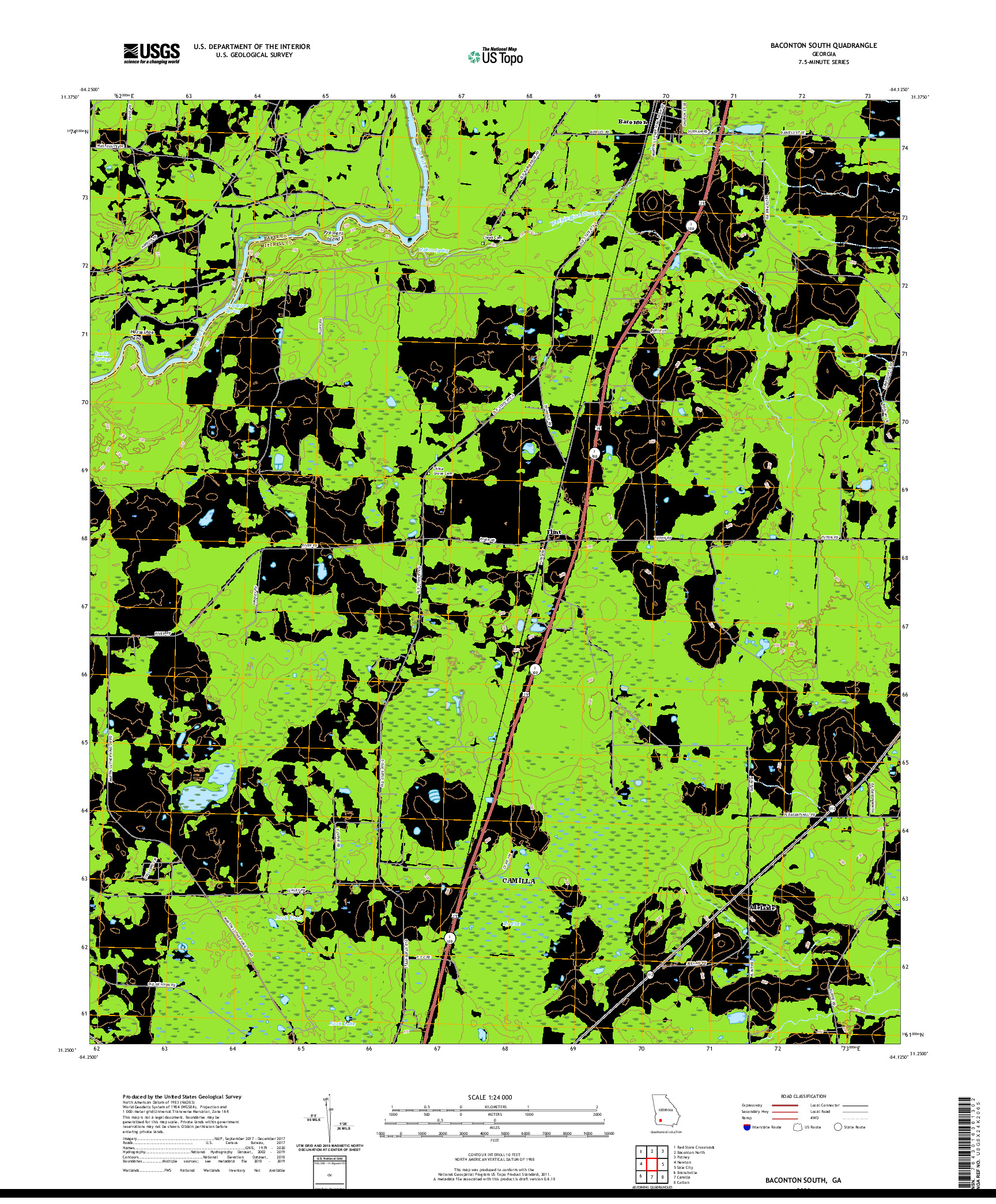 USGS US TOPO 7.5-MINUTE MAP FOR BACONTON SOUTH, GA 2020