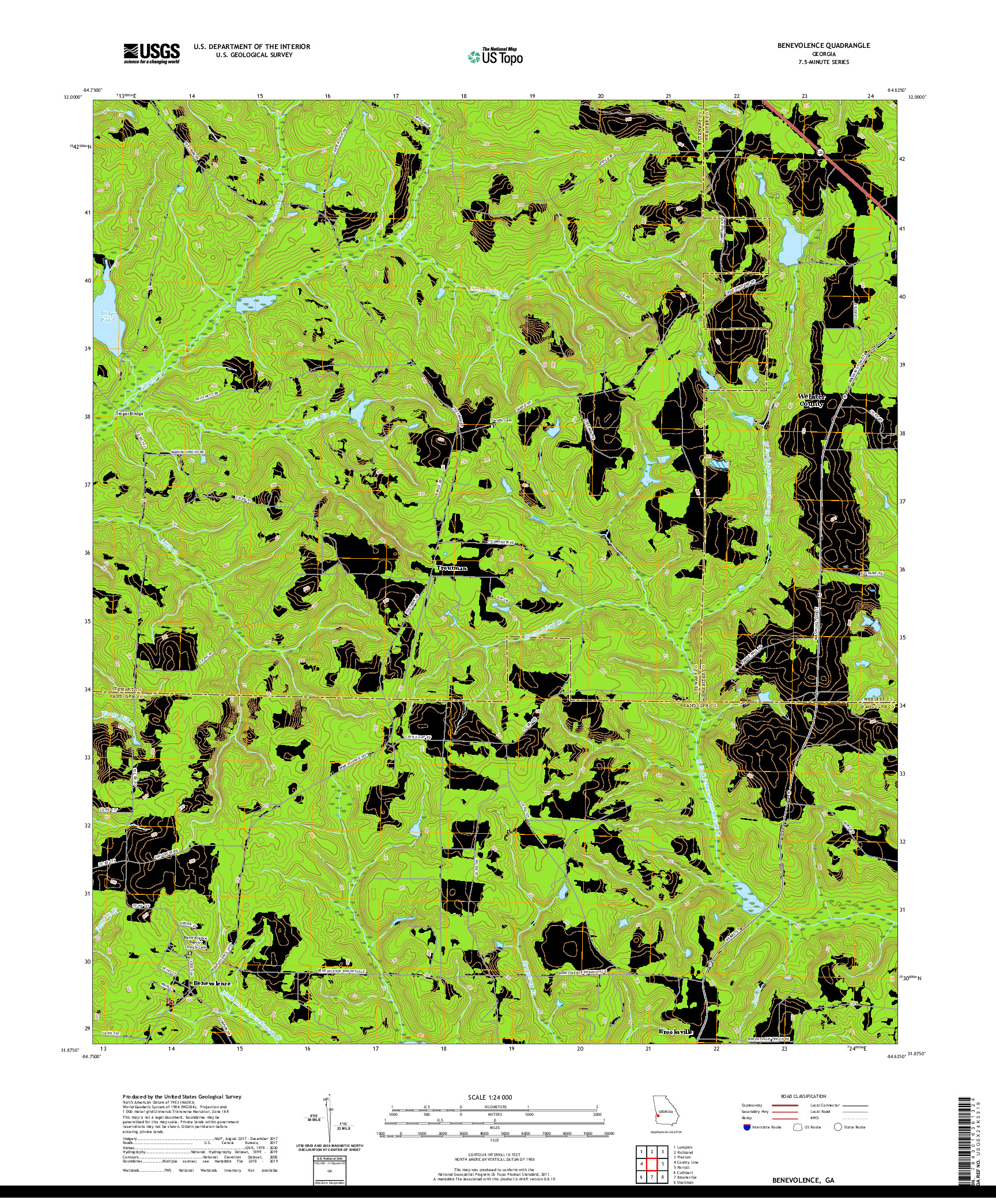 USGS US TOPO 7.5-MINUTE MAP FOR BENEVOLENCE, GA 2020