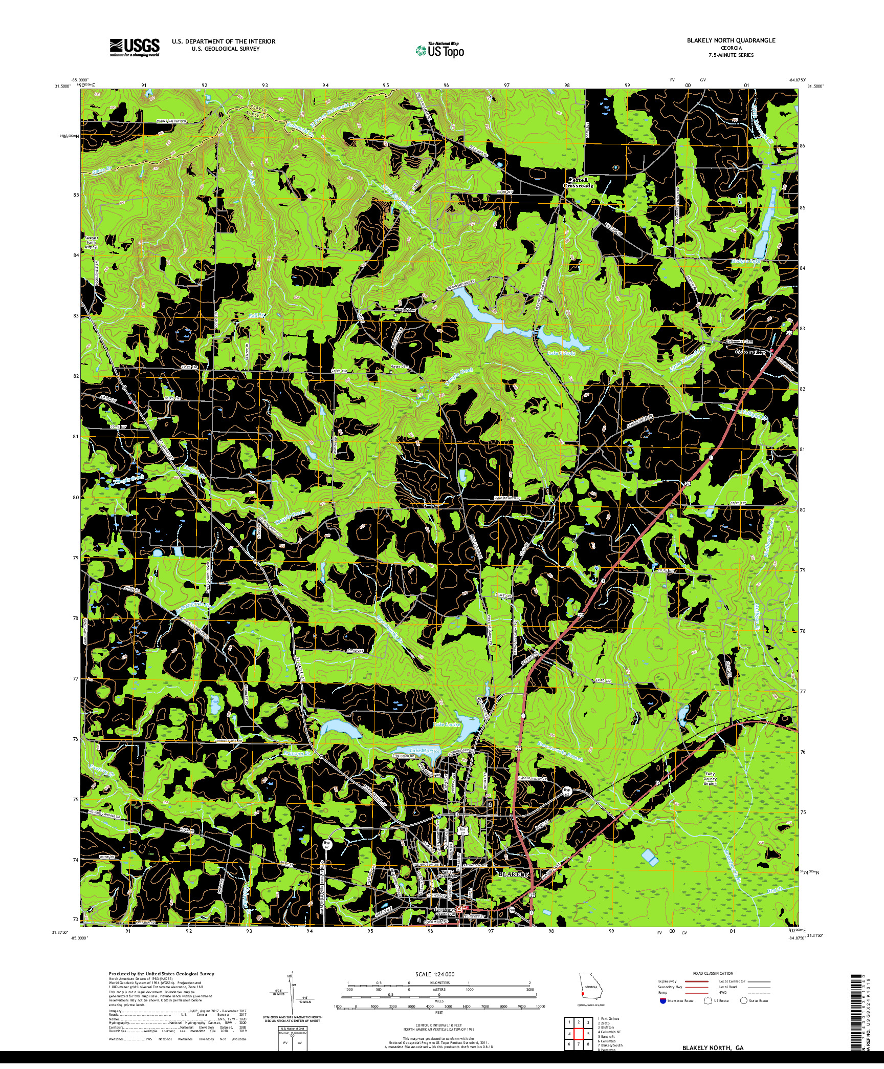 USGS US TOPO 7.5-MINUTE MAP FOR BLAKELY NORTH, GA 2020