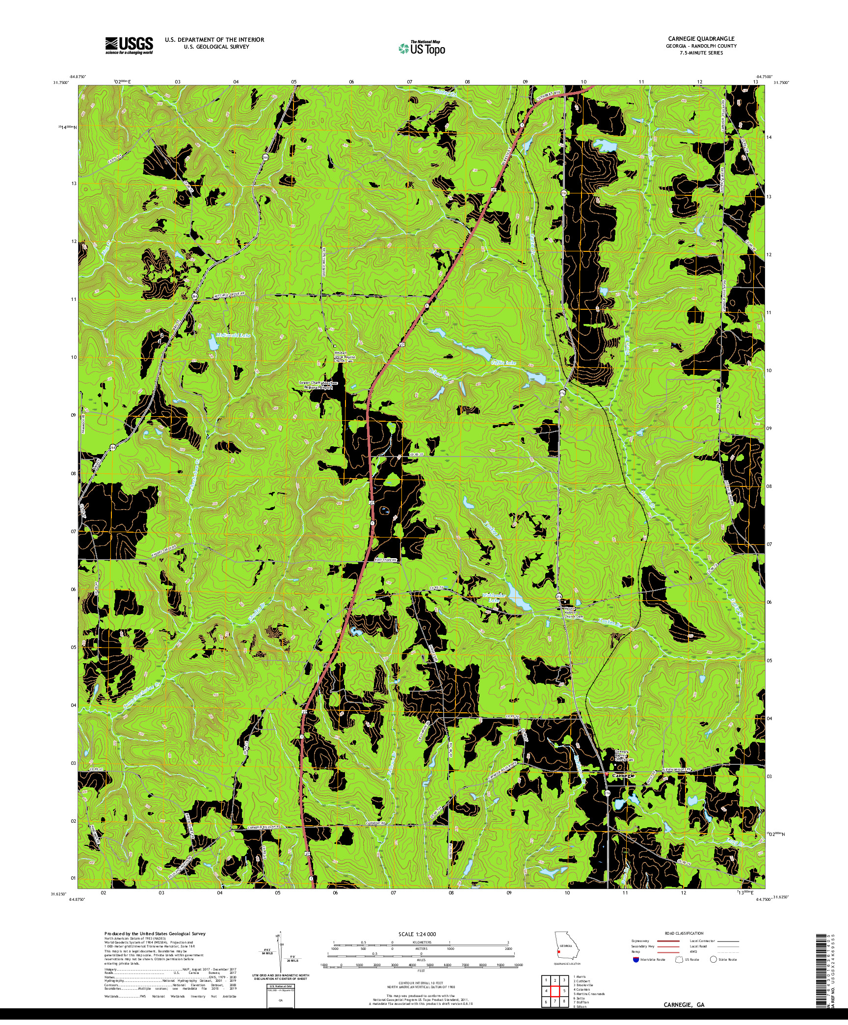 USGS US TOPO 7.5-MINUTE MAP FOR CARNEGIE, GA 2020