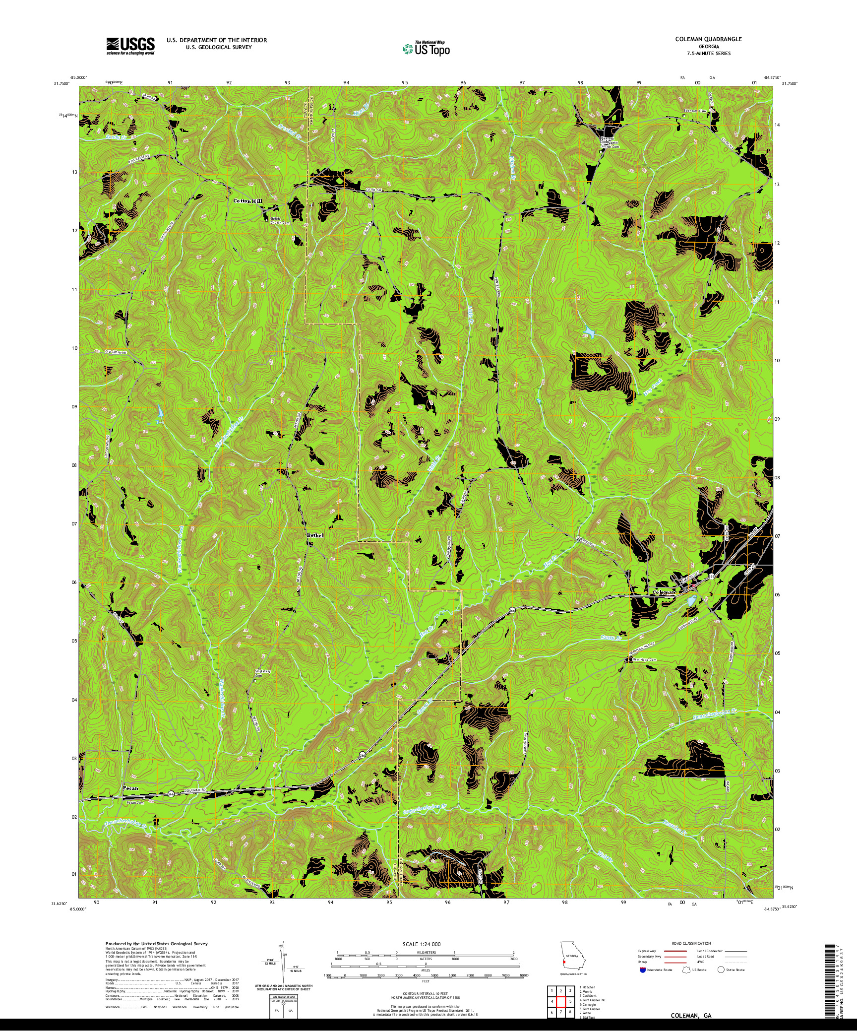 USGS US TOPO 7.5-MINUTE MAP FOR COLEMAN, GA 2020