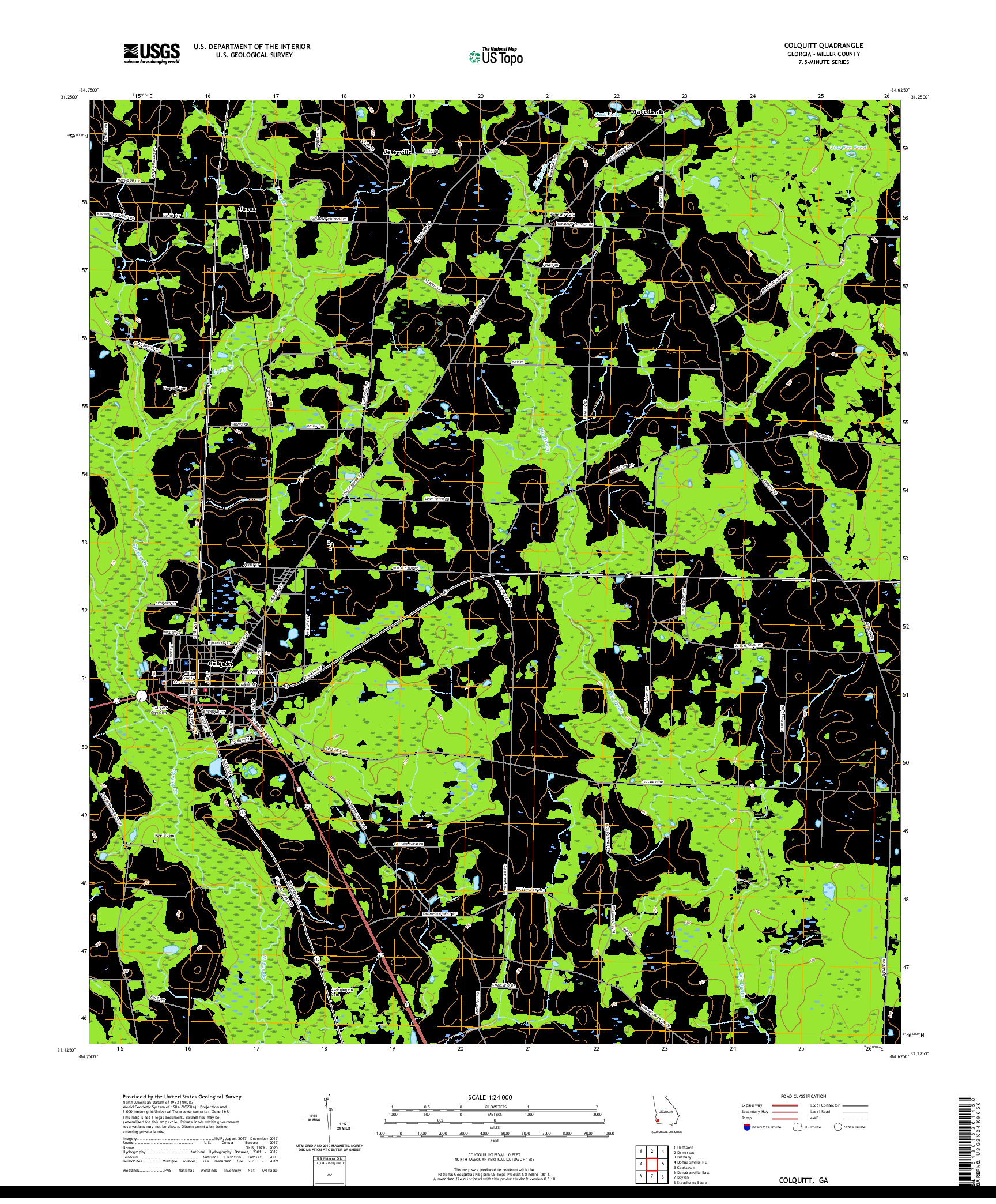USGS US TOPO 7.5-MINUTE MAP FOR COLQUITT, GA 2020