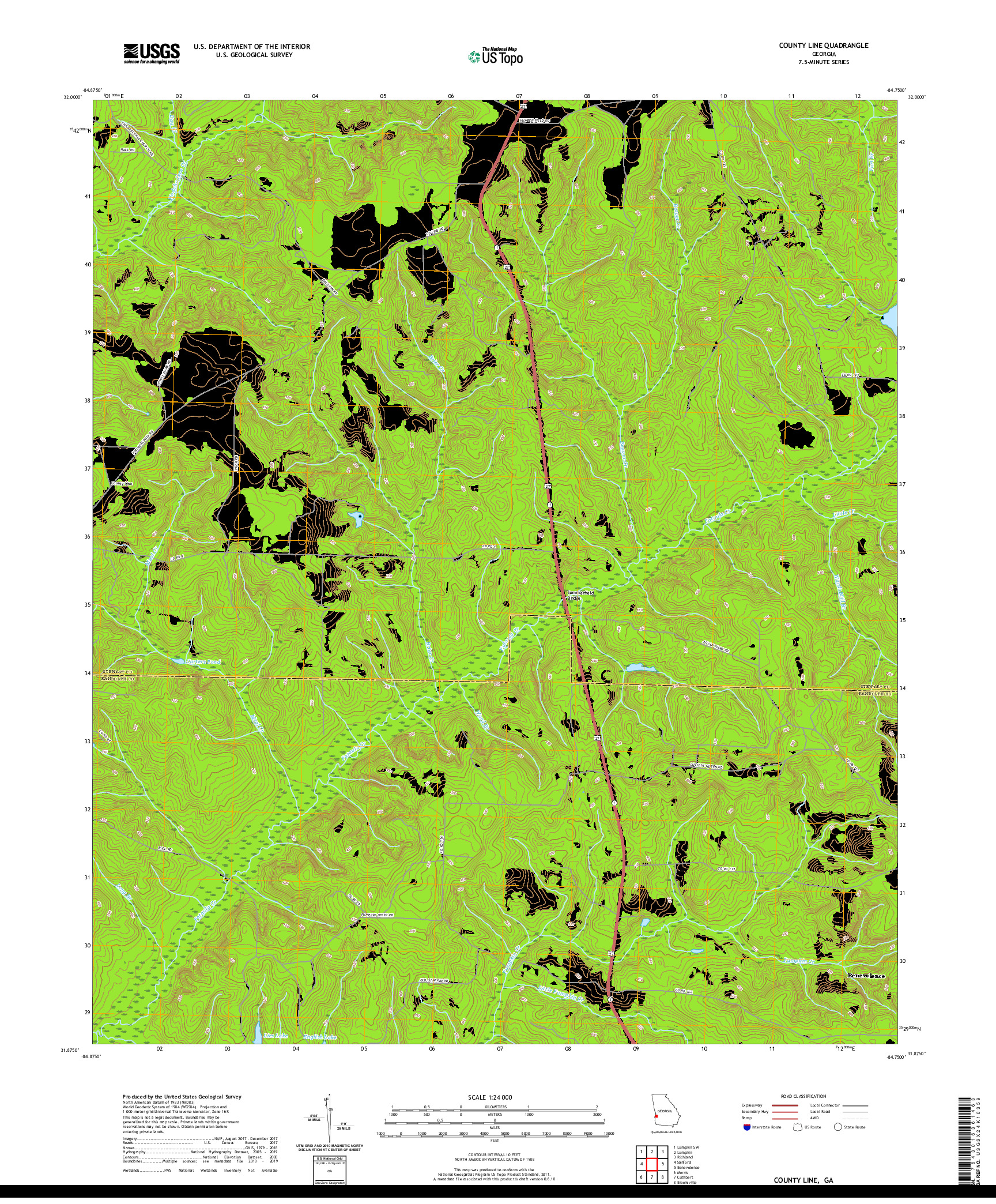 USGS US TOPO 7.5-MINUTE MAP FOR COUNTY LINE, GA 2020