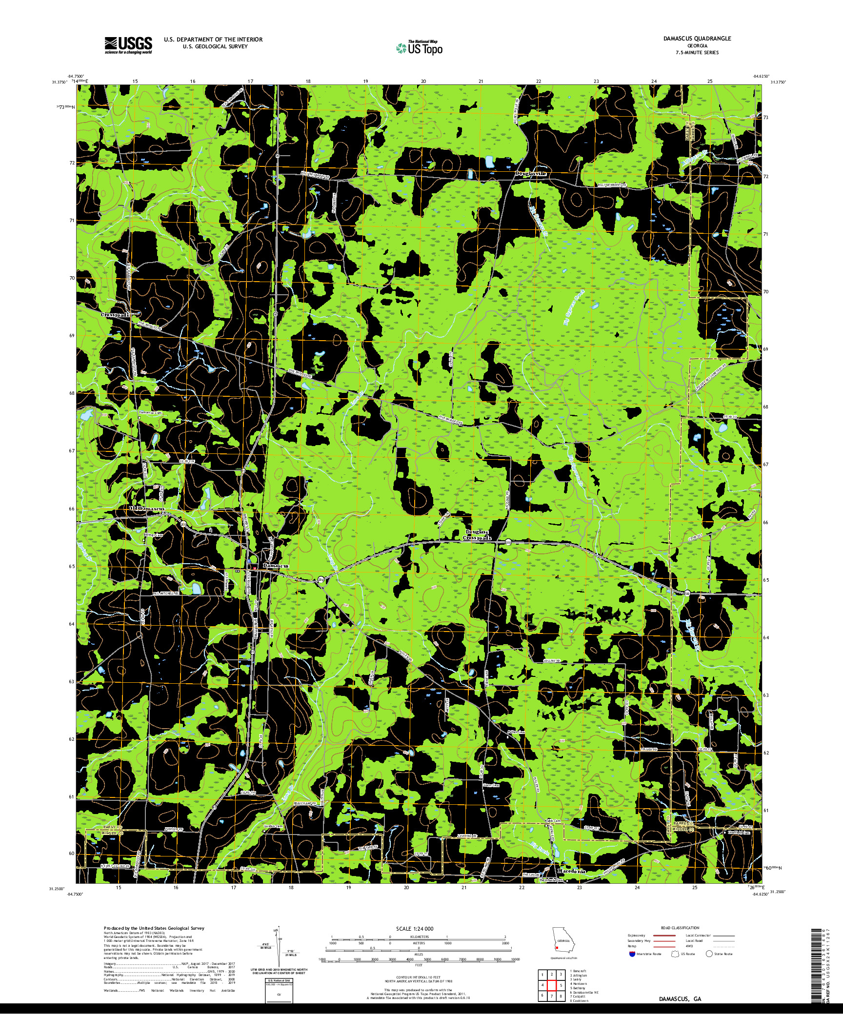 USGS US TOPO 7.5-MINUTE MAP FOR DAMASCUS, GA 2020