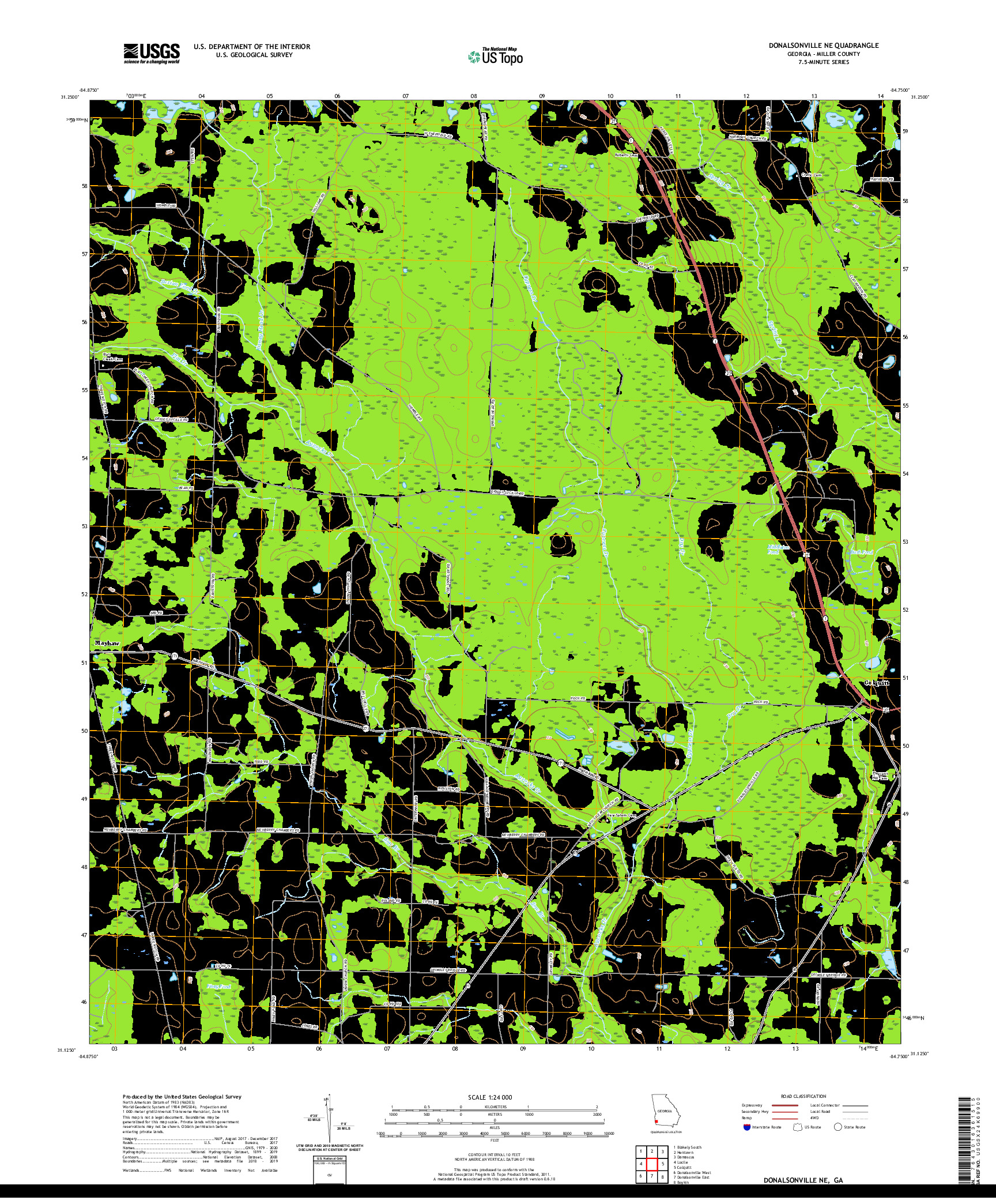 USGS US TOPO 7.5-MINUTE MAP FOR DONALSONVILLE NE, GA 2020
