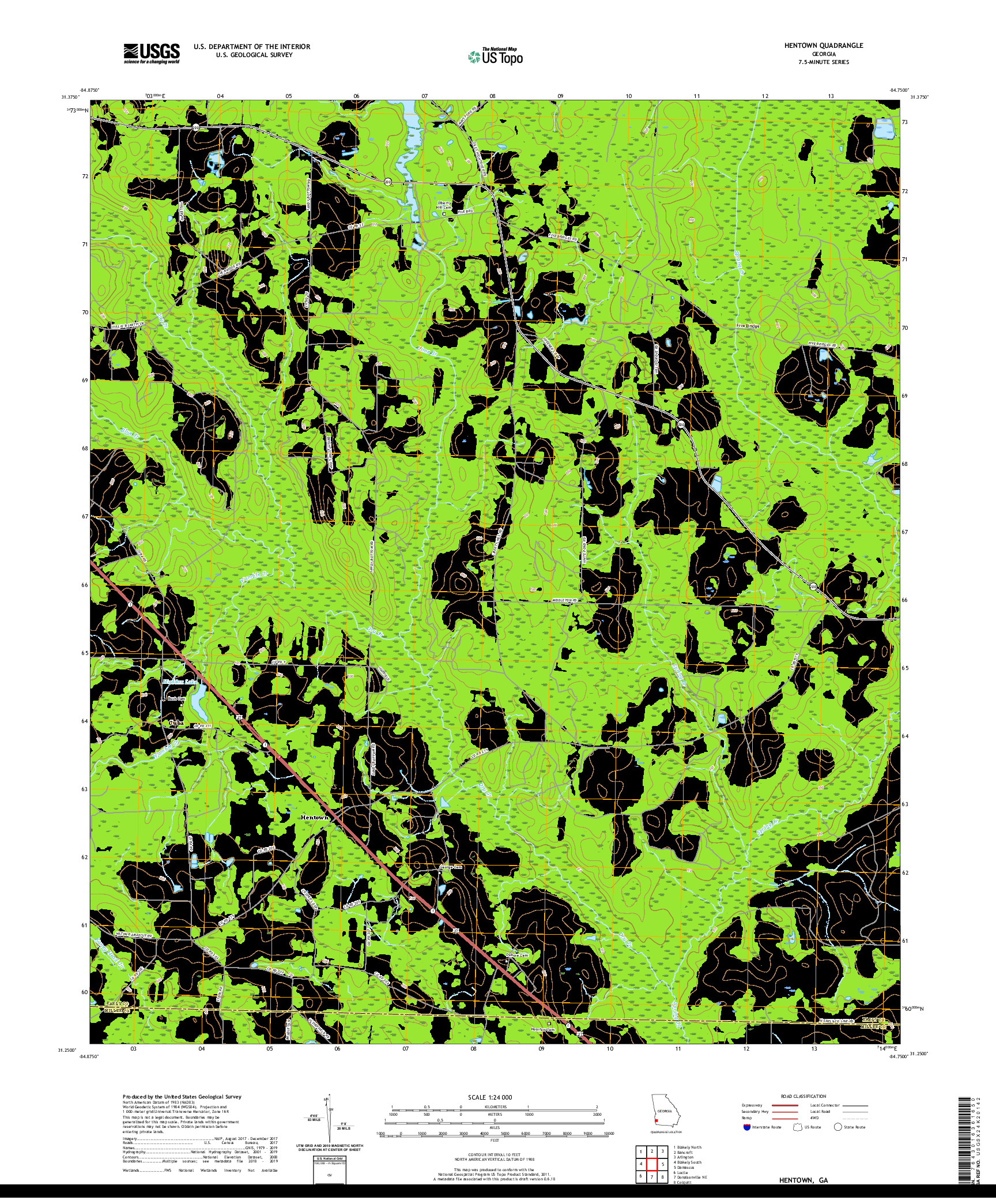 USGS US TOPO 7.5-MINUTE MAP FOR HENTOWN, GA 2020