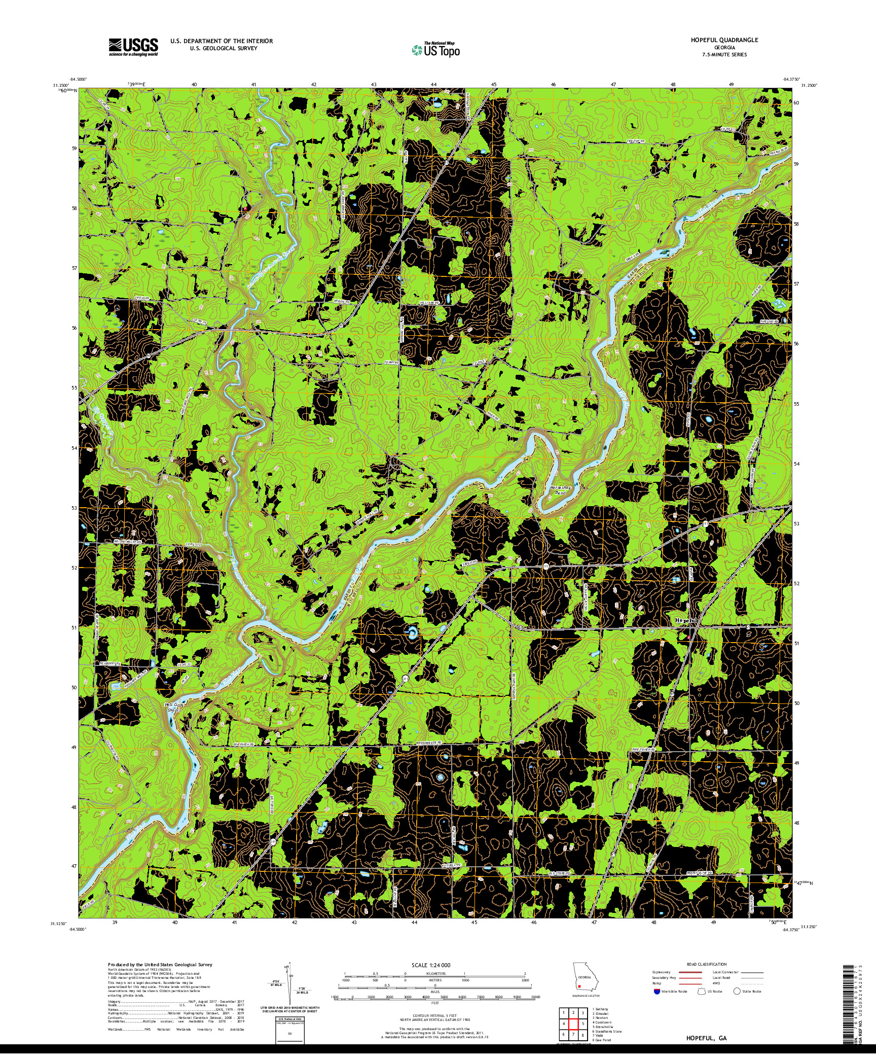 USGS US TOPO 7.5-MINUTE MAP FOR HOPEFUL, GA 2020