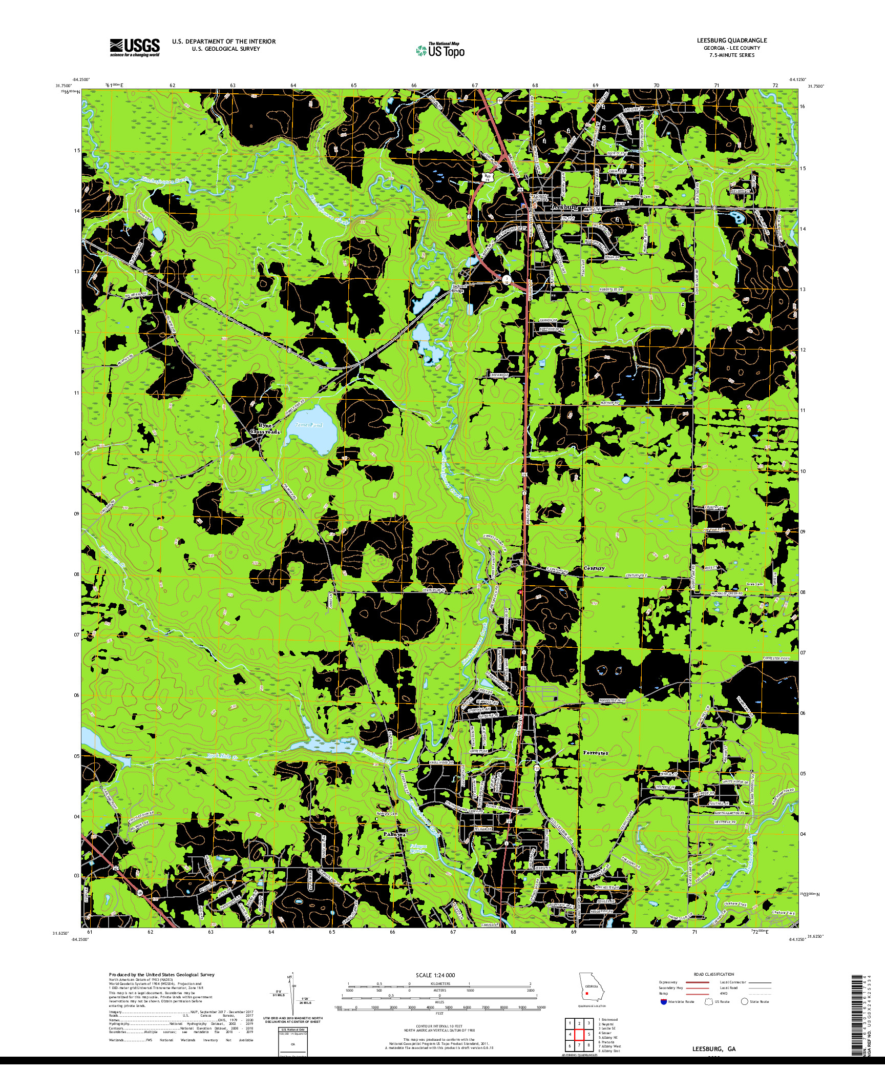 USGS US TOPO 7.5-MINUTE MAP FOR LEESBURG, GA 2020