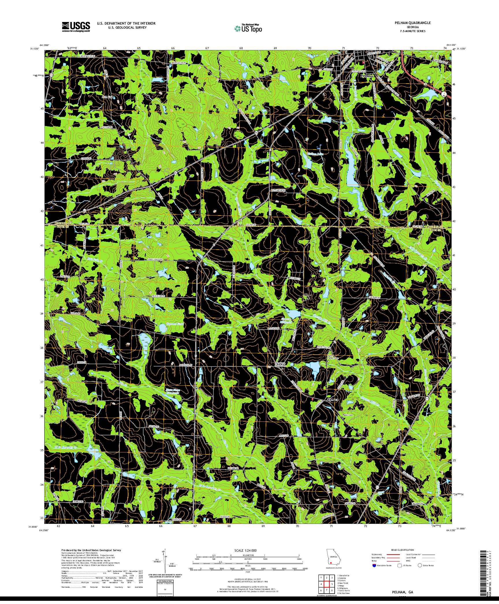 USGS US TOPO 7.5-MINUTE MAP FOR PELHAM, GA 2020