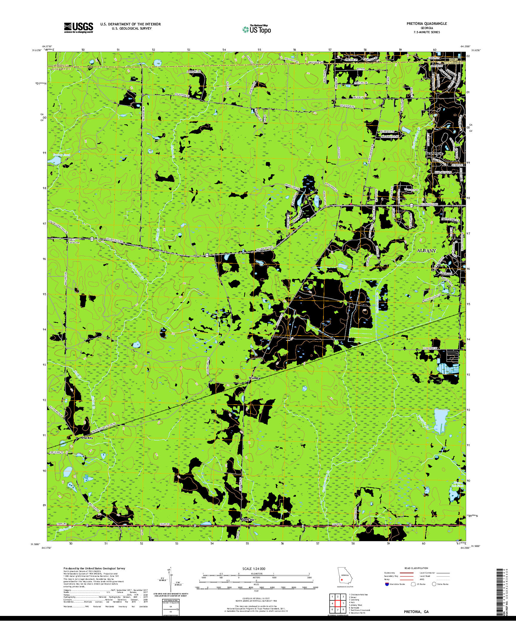 USGS US TOPO 7.5-MINUTE MAP FOR PRETORIA, GA 2020