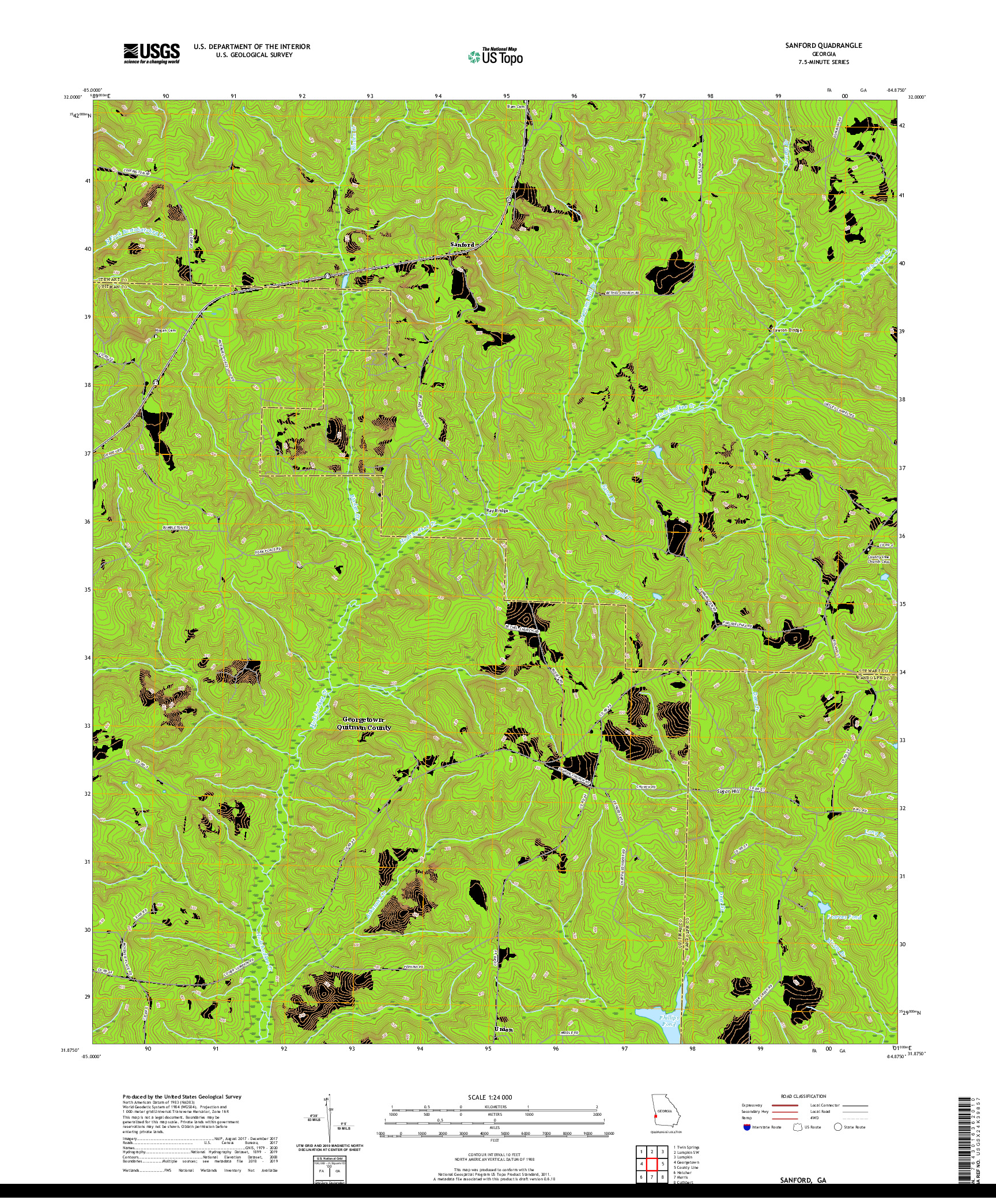 USGS US TOPO 7.5-MINUTE MAP FOR SANFORD, GA 2020