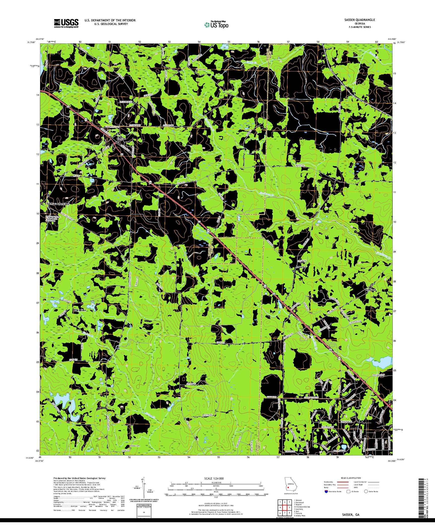 USGS US TOPO 7.5-MINUTE MAP FOR SASSER, GA 2020