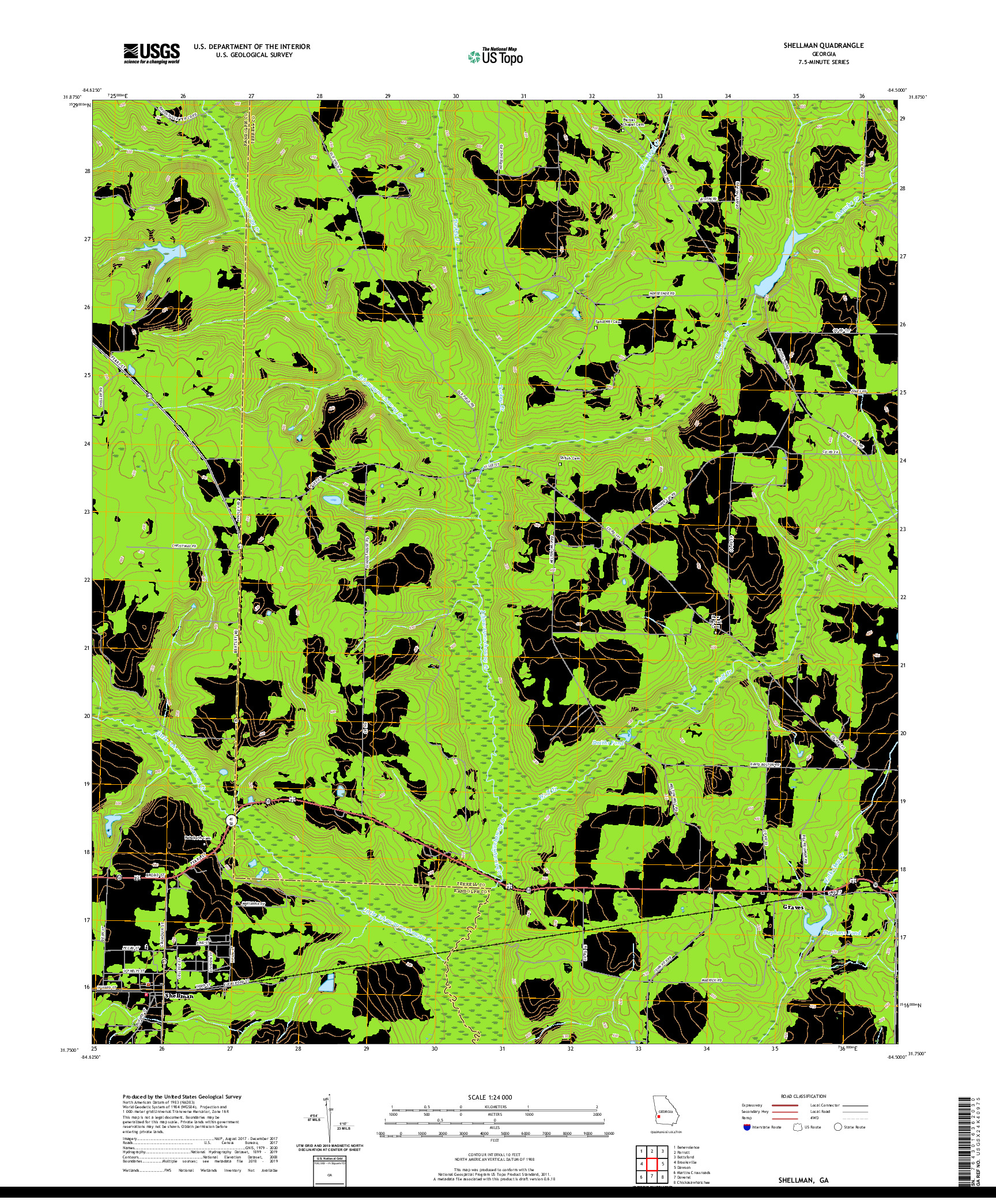 USGS US TOPO 7.5-MINUTE MAP FOR SHELLMAN, GA 2020