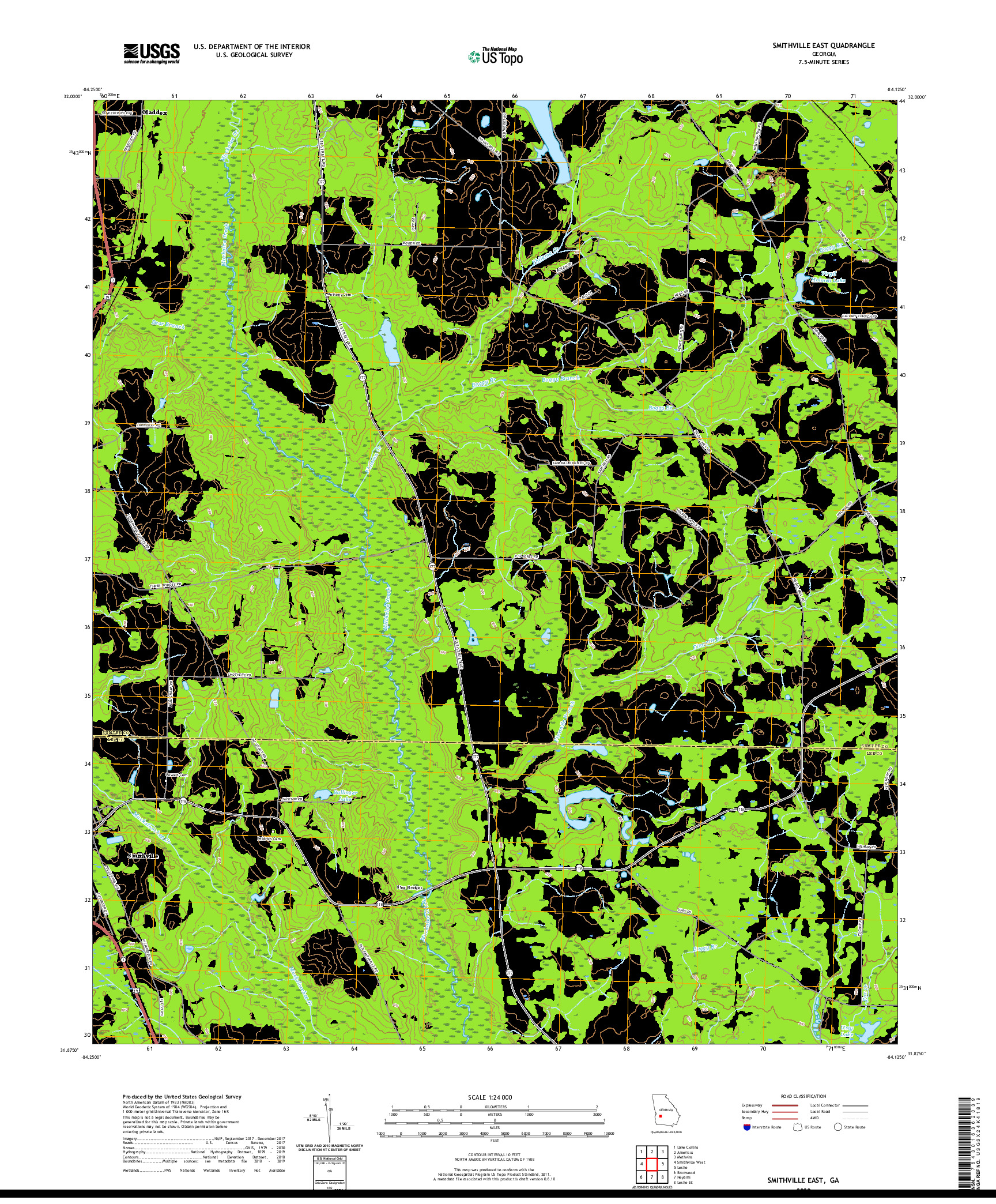 USGS US TOPO 7.5-MINUTE MAP FOR SMITHVILLE EAST, GA 2020