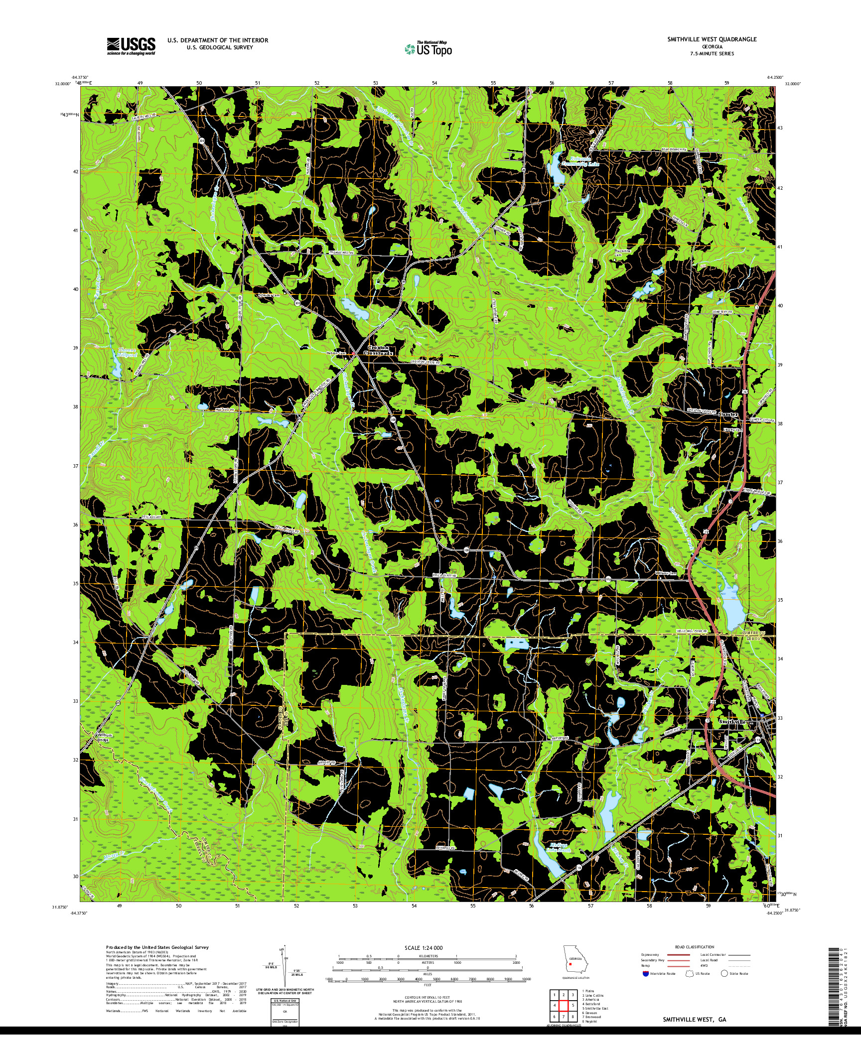 USGS US TOPO 7.5-MINUTE MAP FOR SMITHVILLE WEST, GA 2020